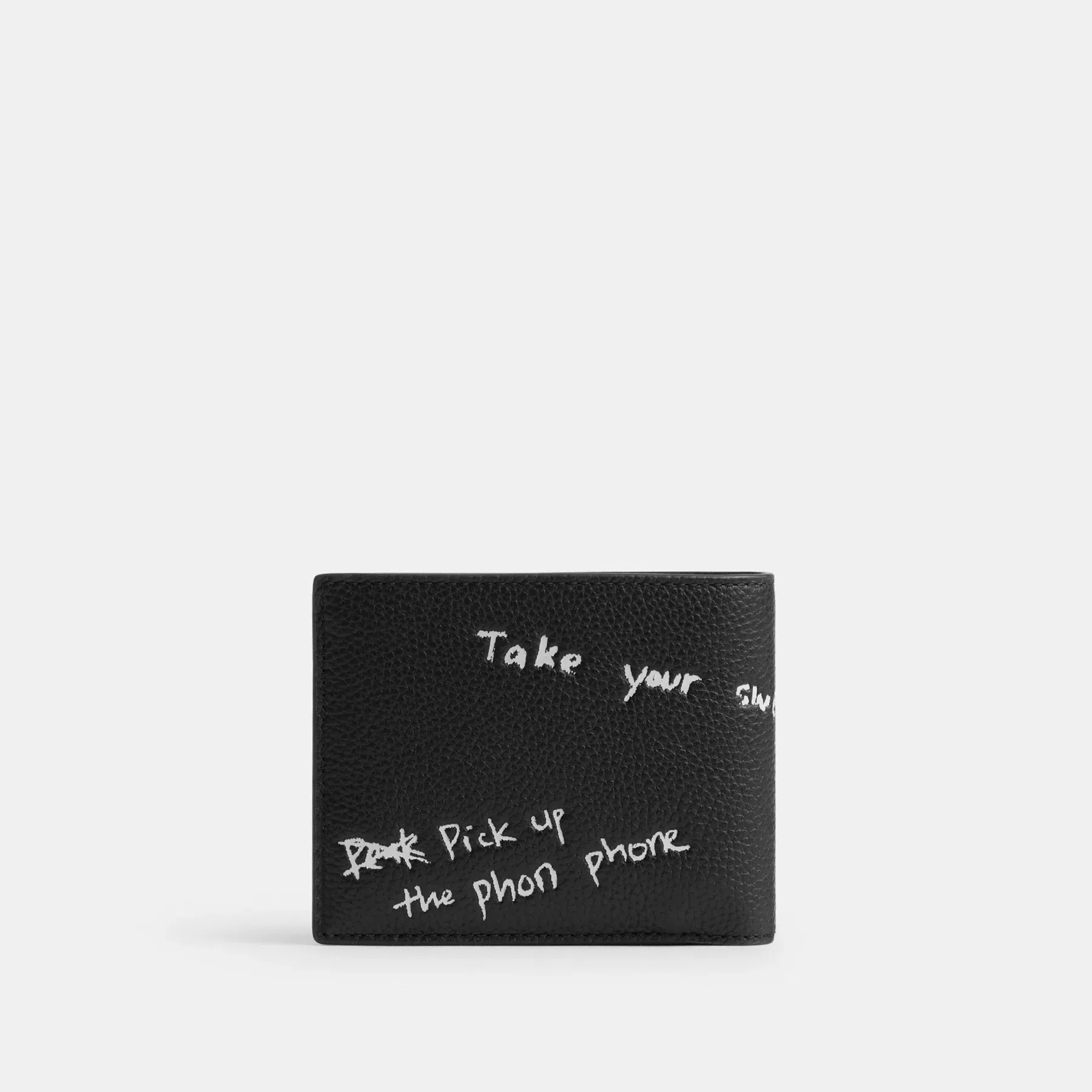 3-In-1 Wallet With Sketch Print Black Multi