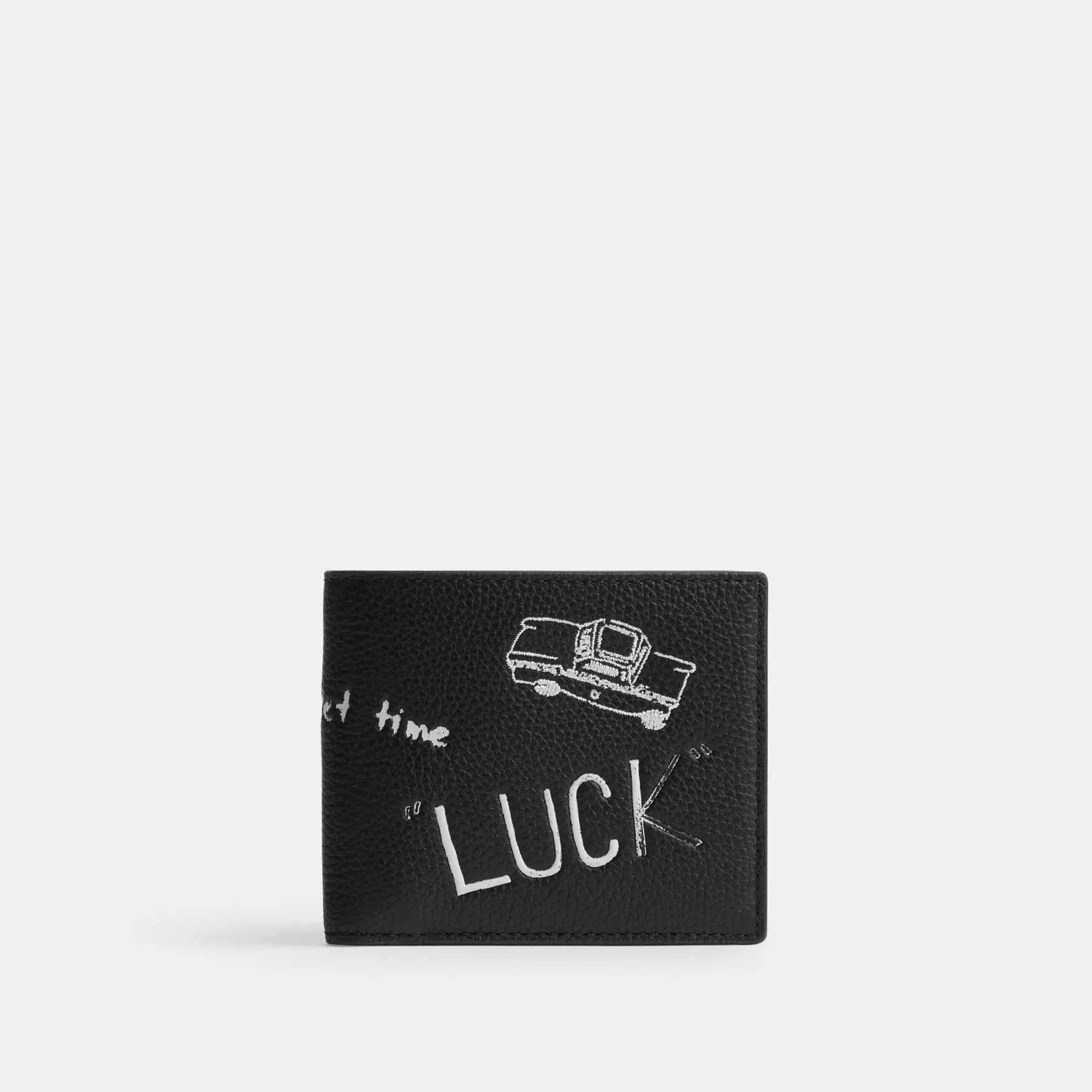 3-In-1 Wallet With Sketch Print Black Multi