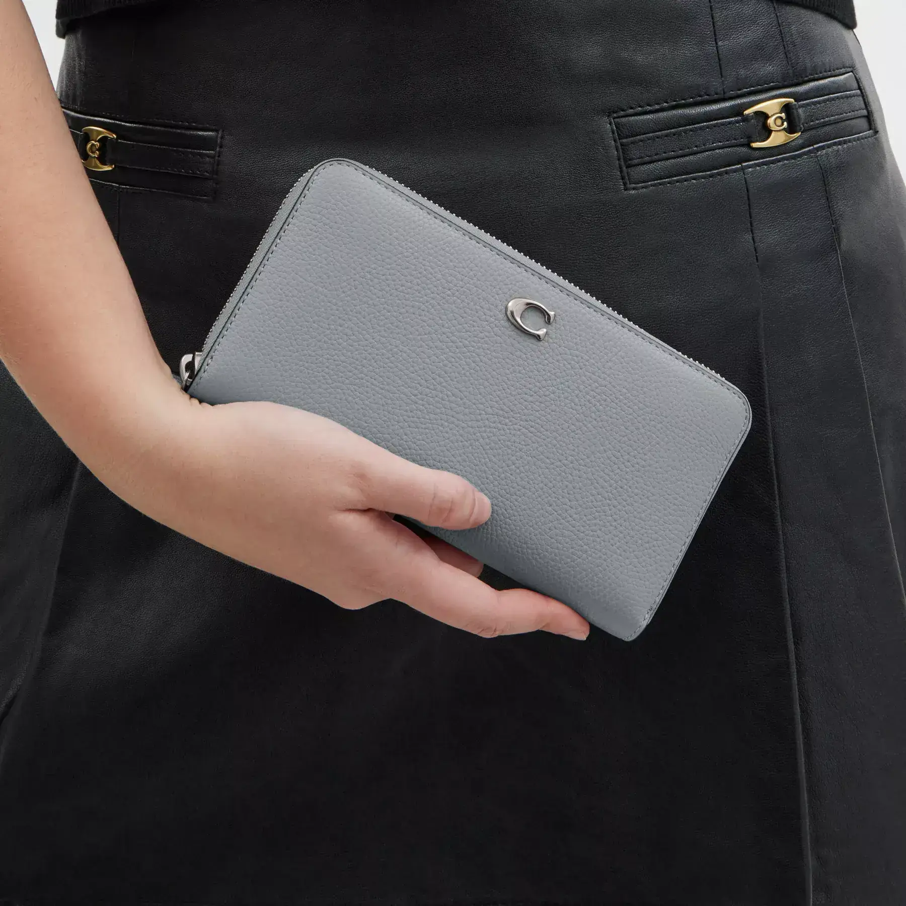 Accordion Zip Wallet Grey Blue Accordion Zip Wallet Grey Blue