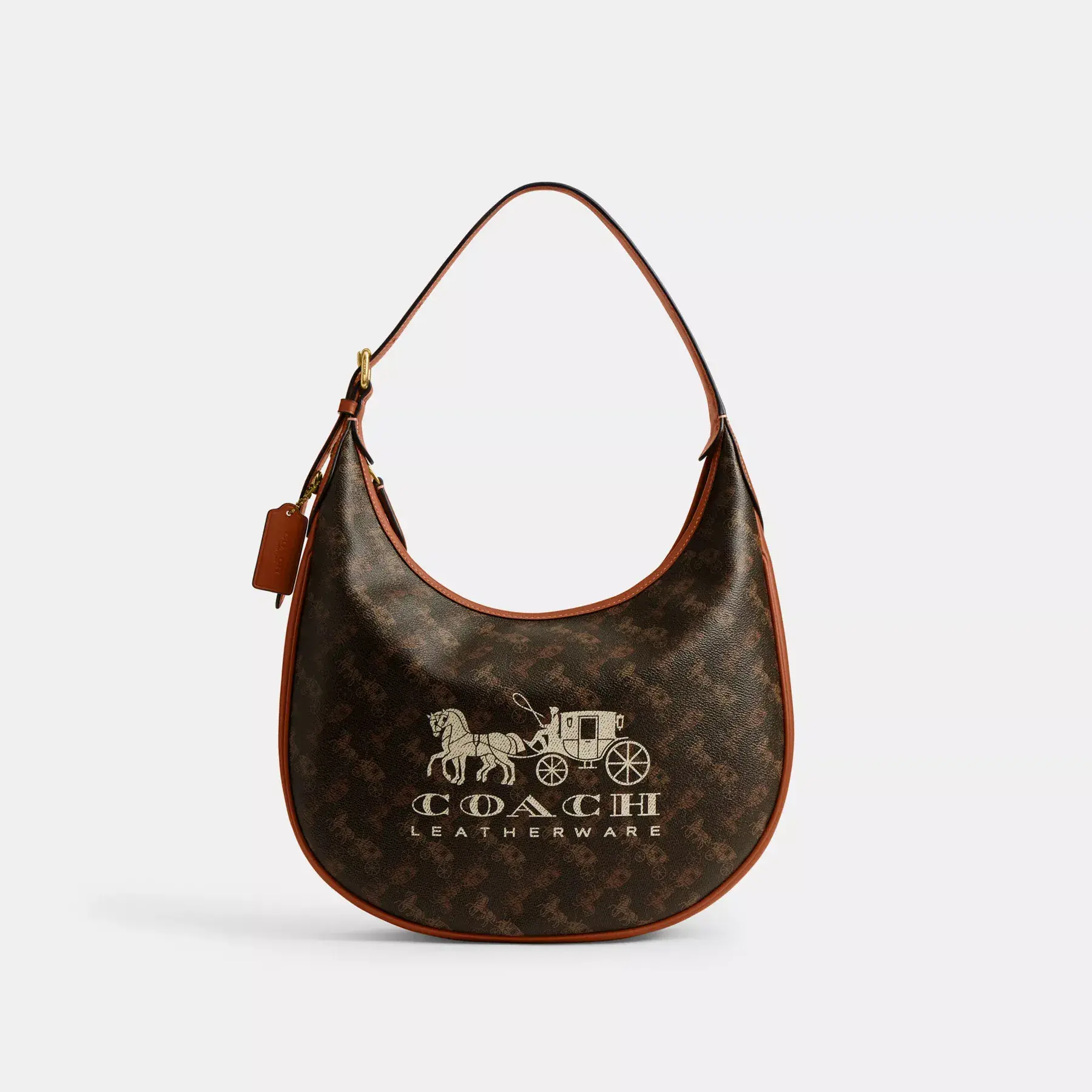 Ace Hobo Bag With Horse And Carriage Print Truffle Burnished Amber