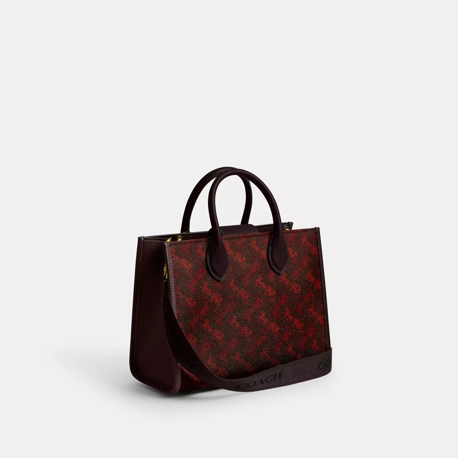 Ace Tote Bag 26 With Horse And Carriage Print Maroon Oxblood