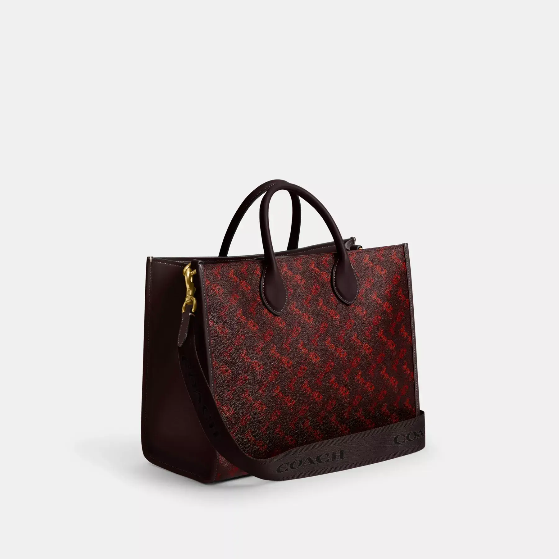 Ace Tote Bag 35 With Horse And Carriage Print Maroon Oxblood
