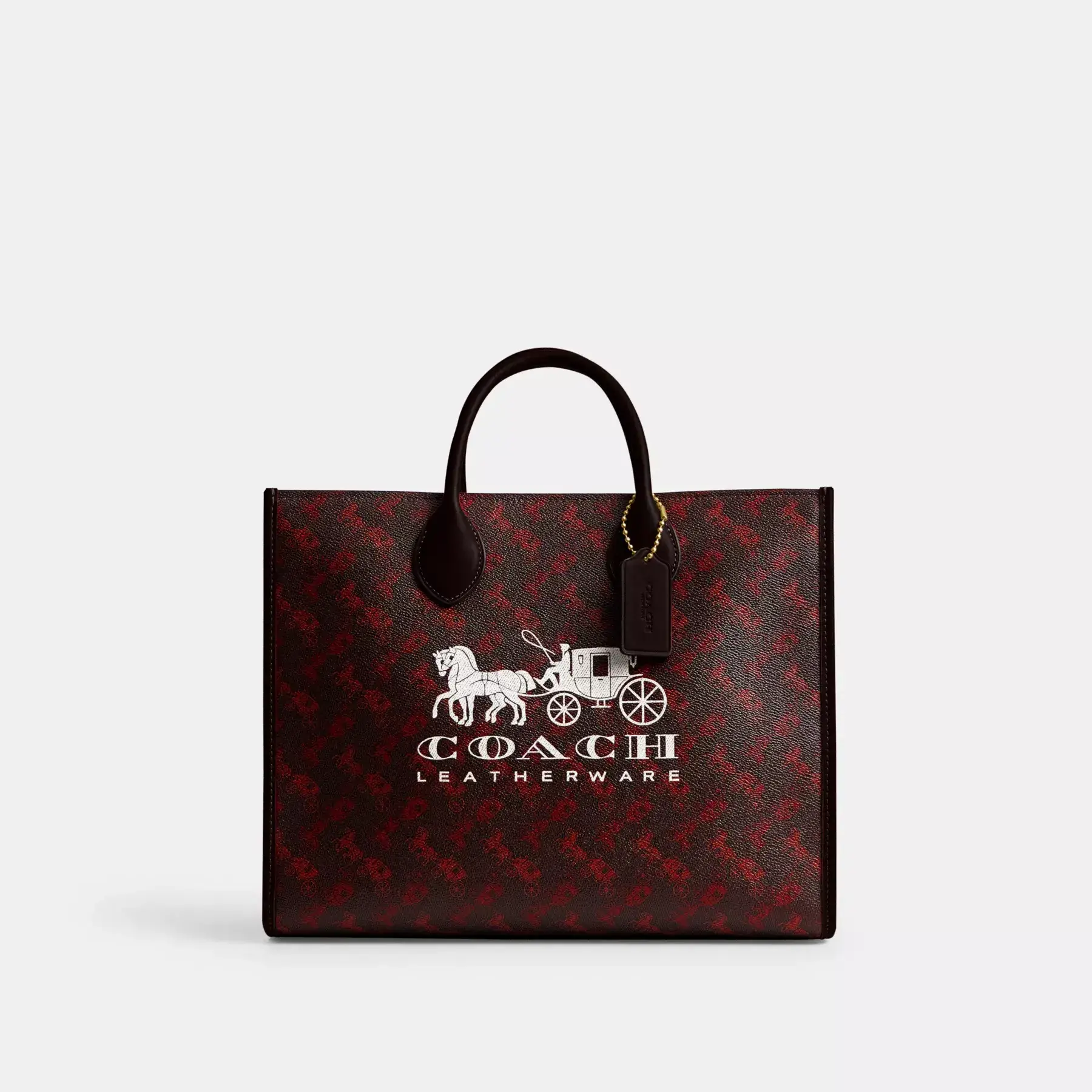 Ace Tote Bag 35 With Horse And Carriage Print Maroon Oxblood