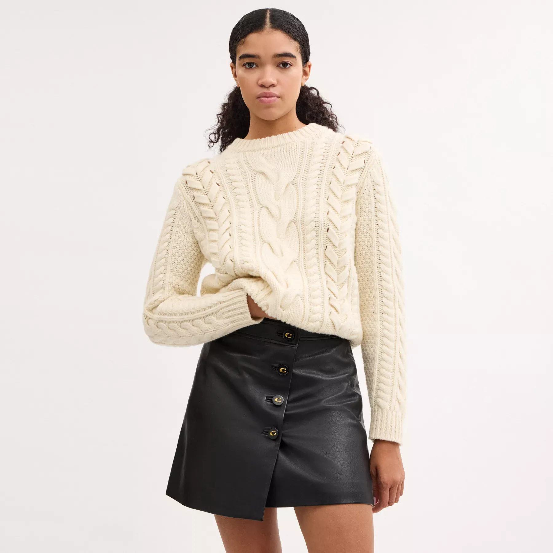 Asymmetrical Leather Skirt Black