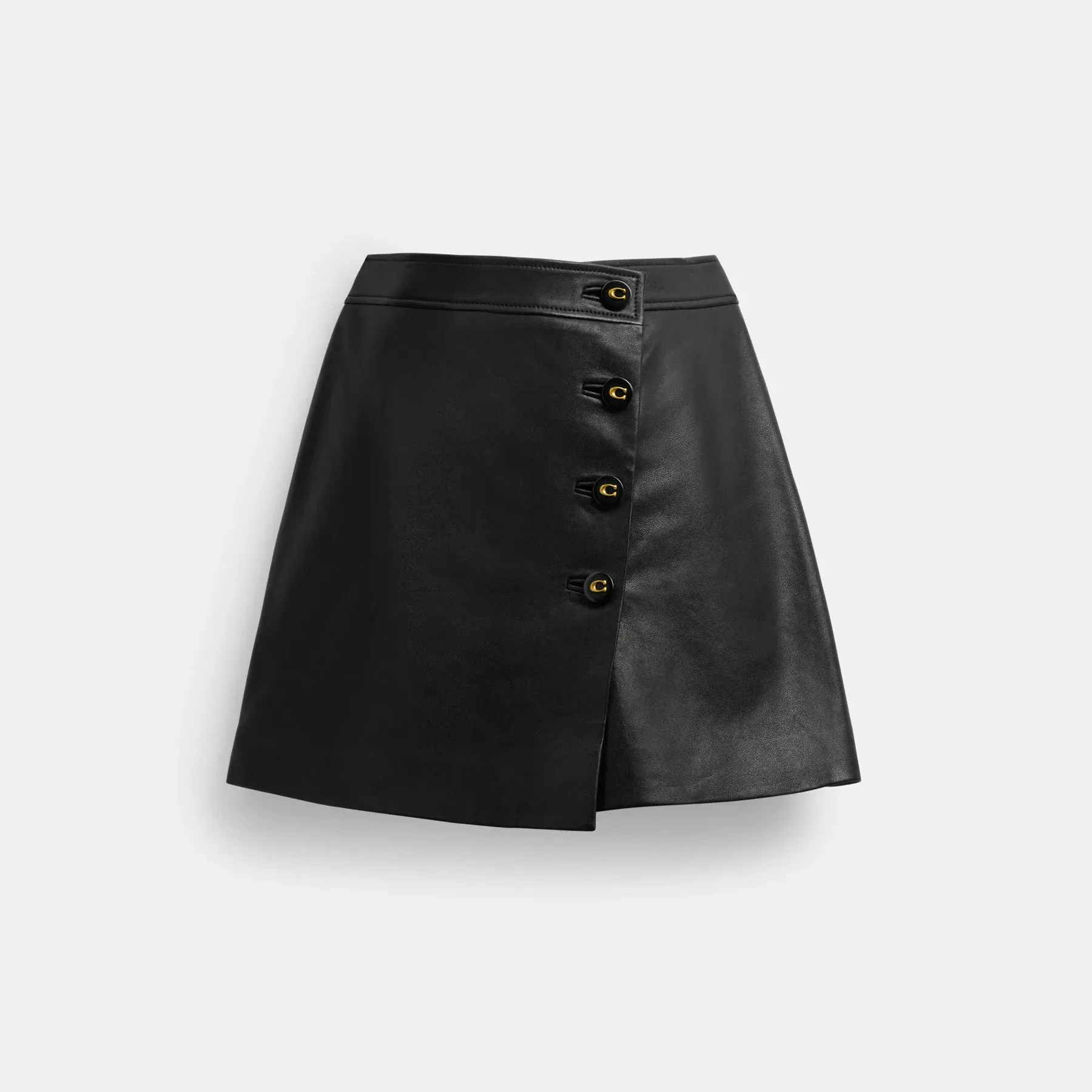 Asymmetrical Leather Skirt Black