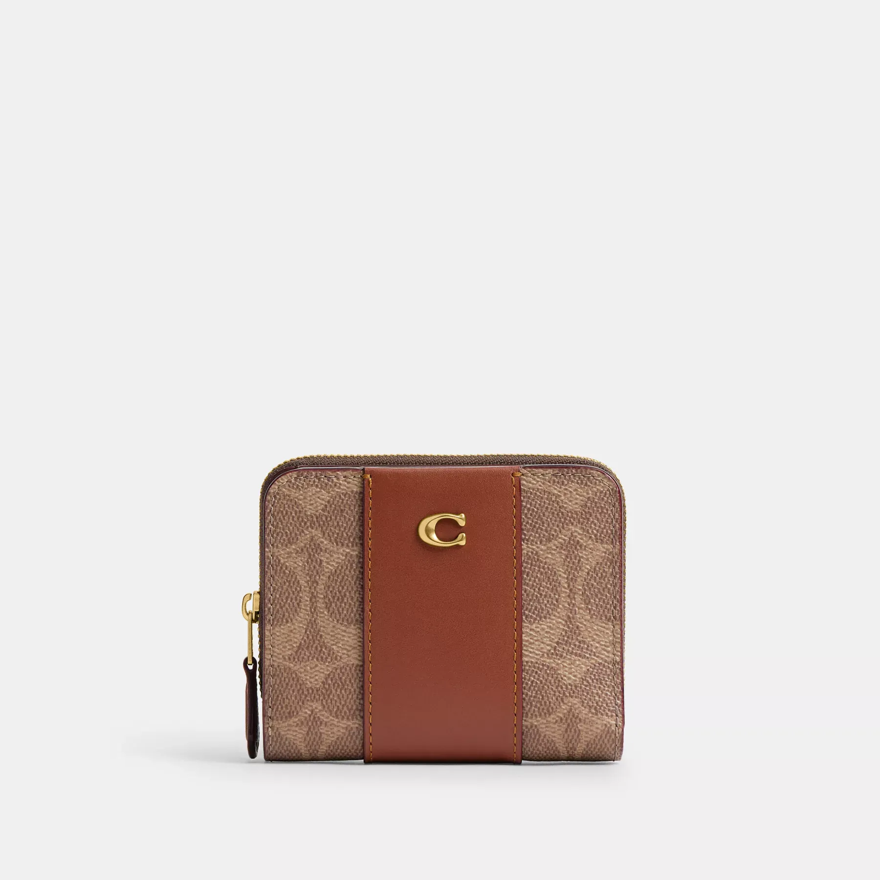 Billfold Wallet In Colorblock Signature Canvas Tan Caramel