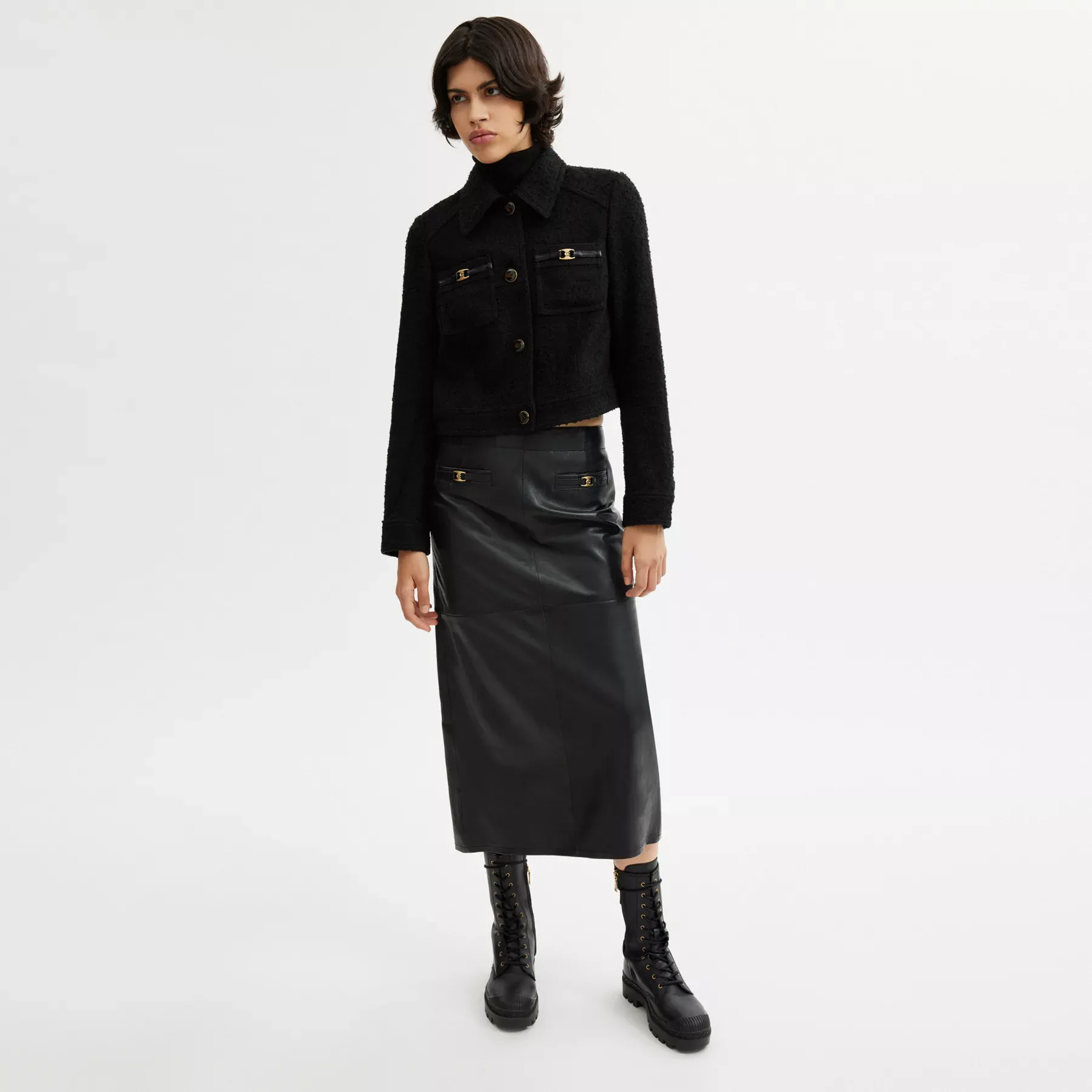 Boucle Shrunken Jacket Black