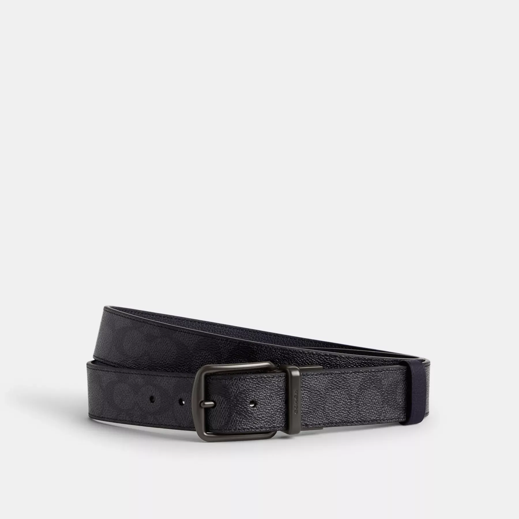 Boxed Harness And Signature Buckle Cut-To-Size Reversible Belt, 38mm Charcoal/Midnight Navy
