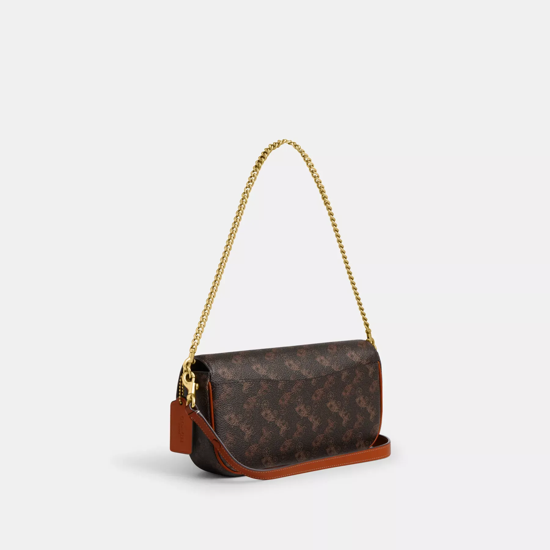 Brook Flap Chain Bag With Horse And Carriage Print Truffle Burnished Amber