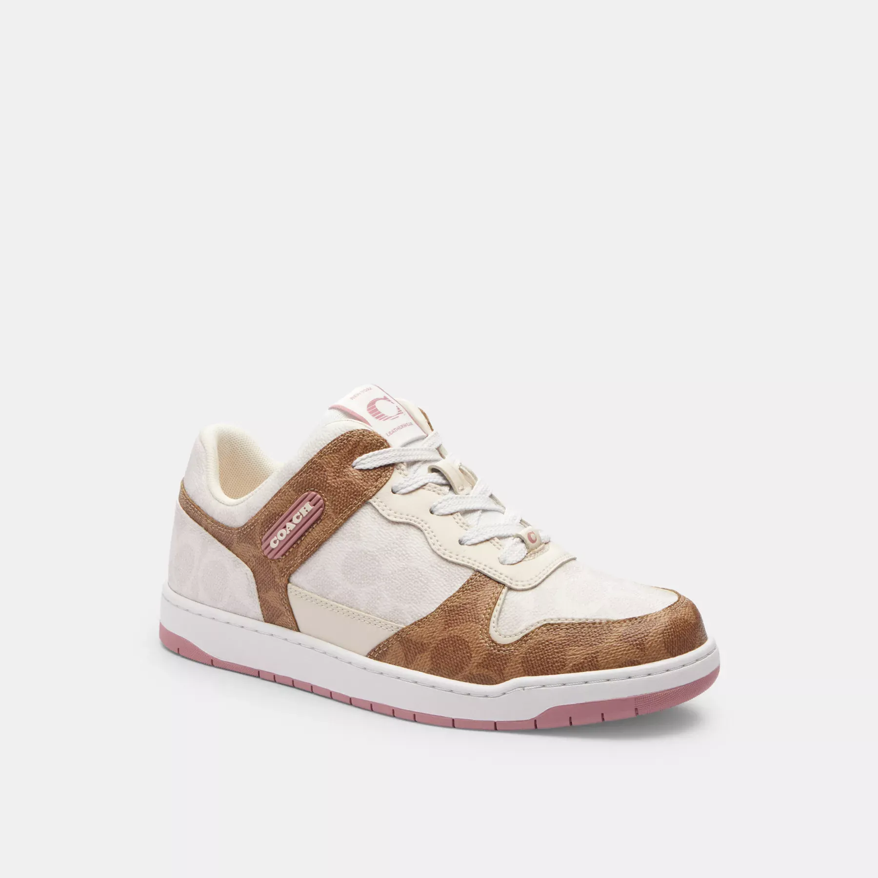 C201 Low Top Sneaker In Signature Canvas Tan/True Pink