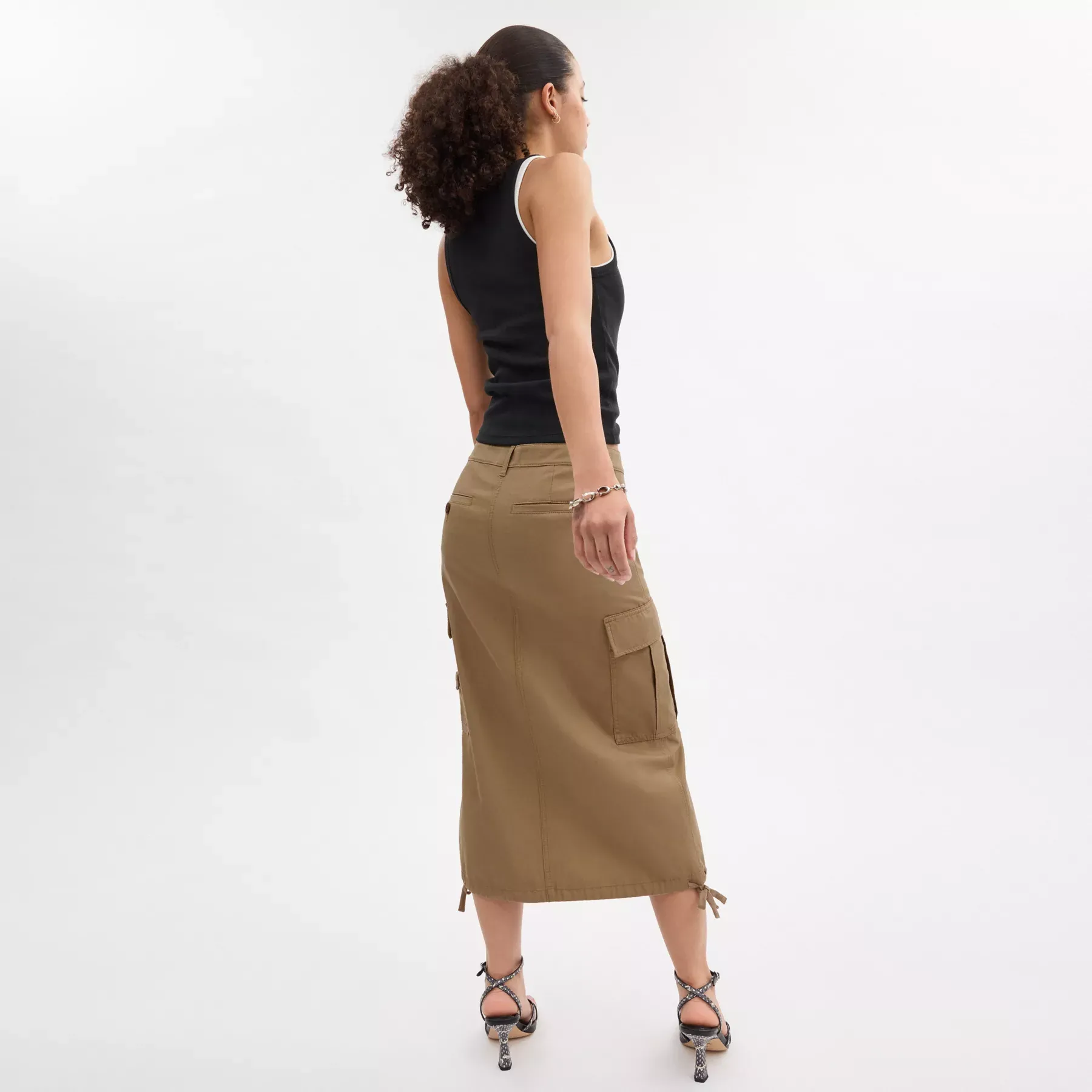 Cargo Maxi Skirt In Organic Cotton Khaki Cargo Maxi Skirt In Organic Cotton Khaki