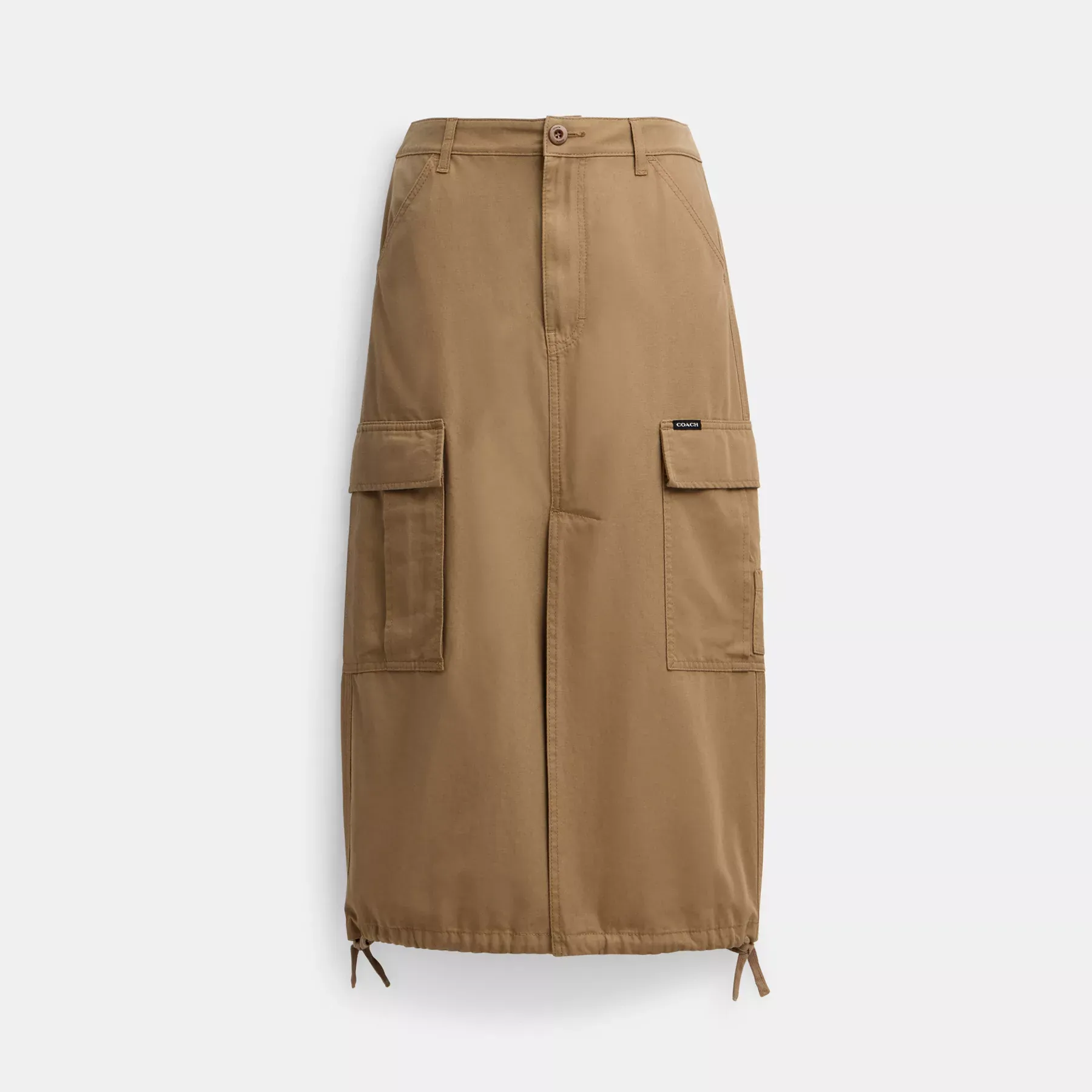 Cargo Maxi Skirt In Organic Cotton Khaki