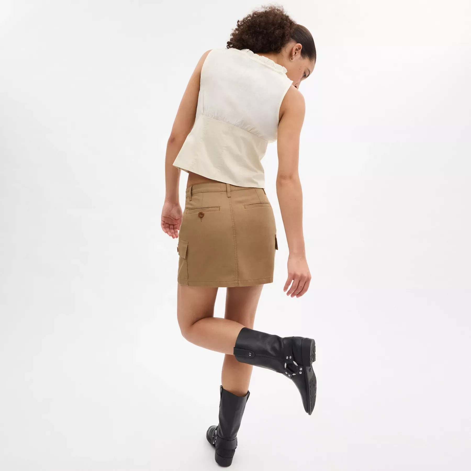 Cargo Skirt In Organic Cotton Khaki Cargo Skirt In Organic Cotton Khaki