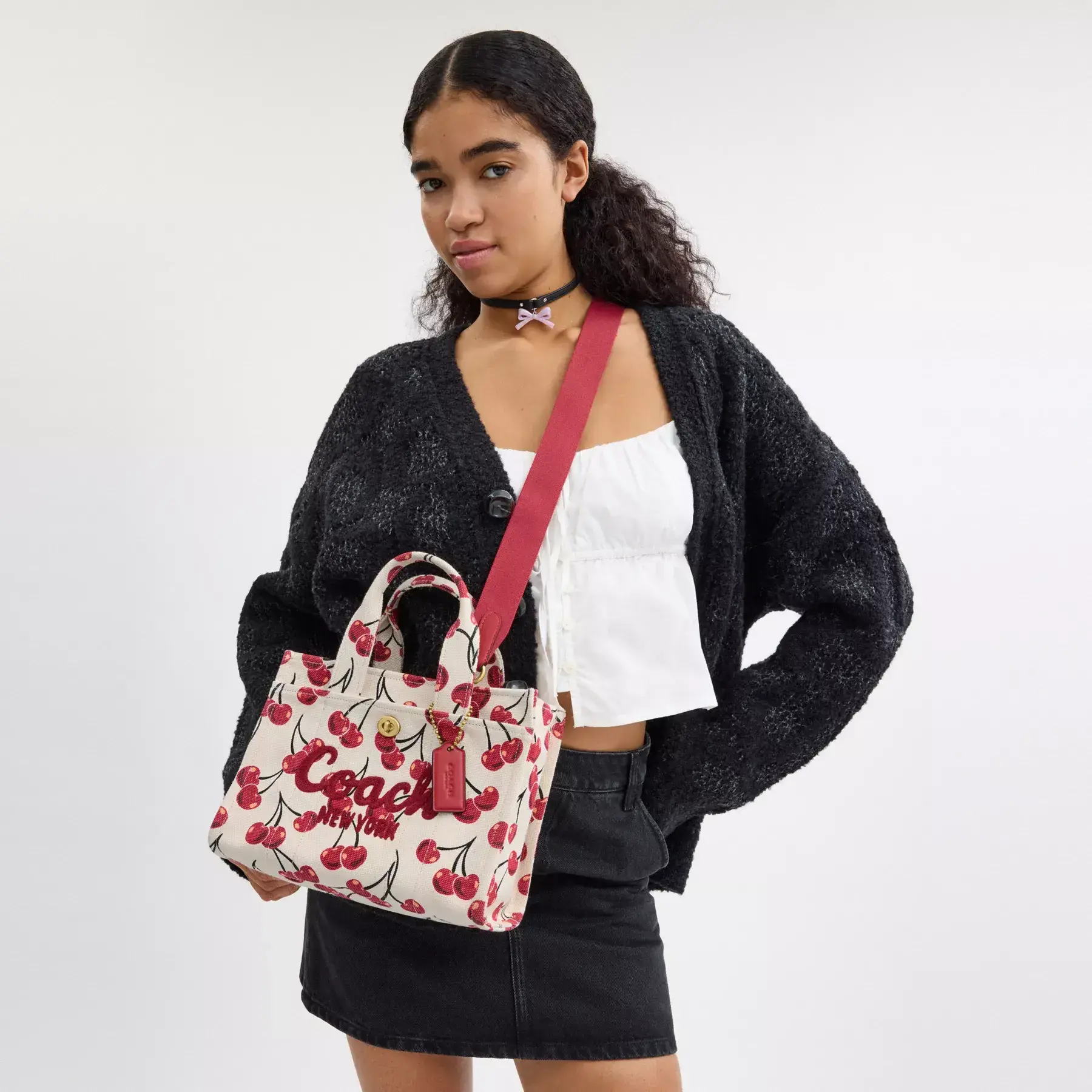 Cargo Tote Bag 26 With Cherry Print Chalk Multi Cargo Tote Bag 26 With Cherry Print Chalk Multi