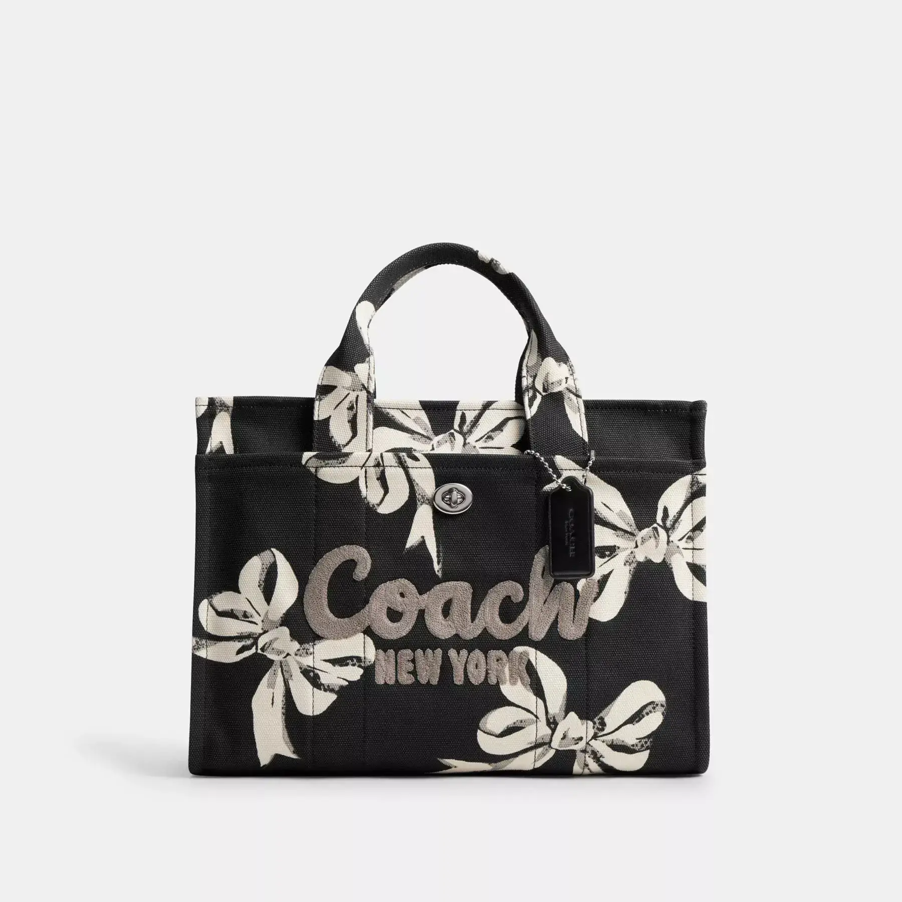 Cargo Tote Bag With Bow Print Black Multi