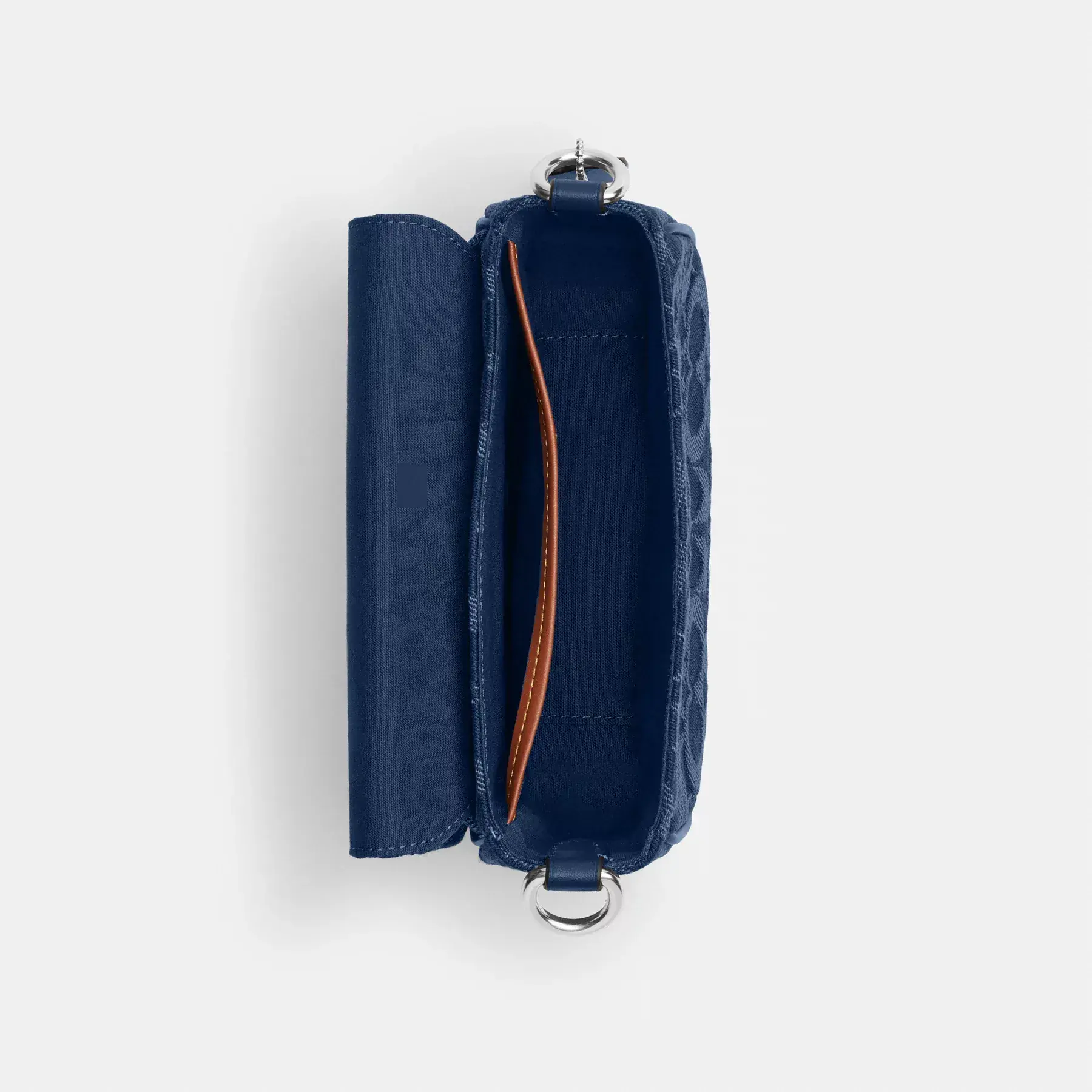 Charter Flap Crossbody Bag 18 In Signature Denim Deep Blue Charter Flap Crossbody Bag 18 In Signature Denim Deep Blue