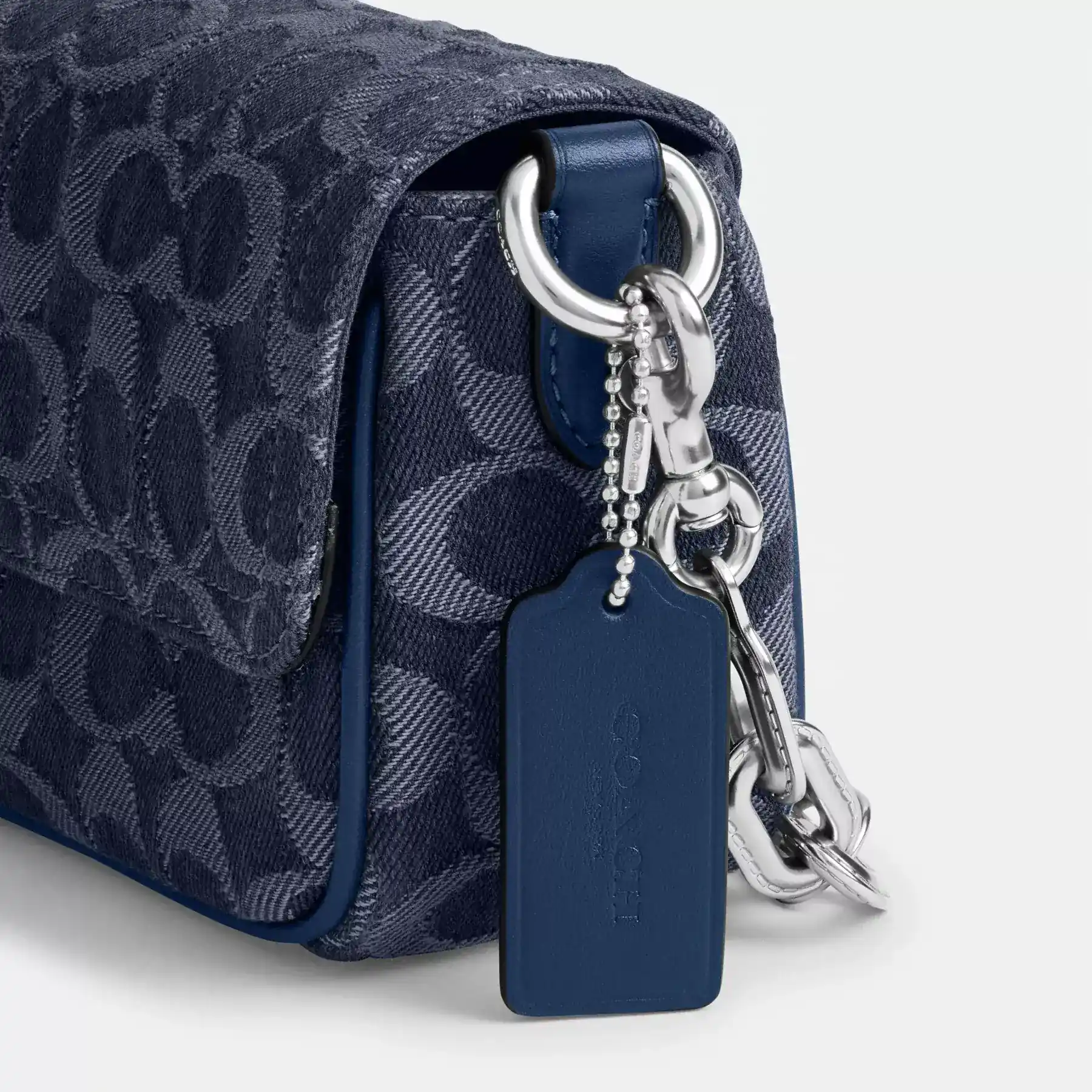 Charter Flap Crossbody Bag 18 In Signature Denim Deep Blue Charter Flap Crossbody Bag 18 In Signature Denim Deep Blue