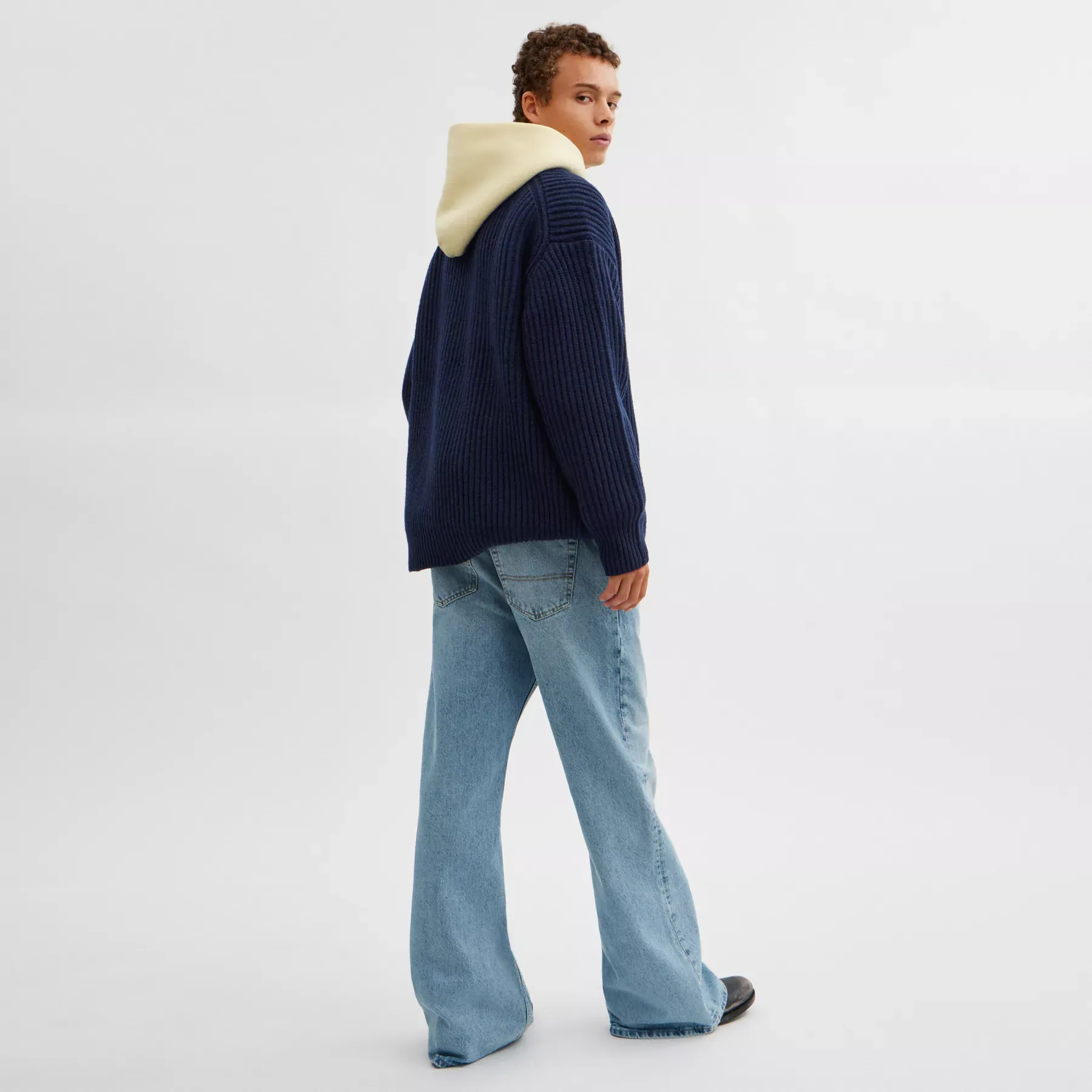 Chunky Graphic Sweater In Recycled Wool Navy Blue Chunky Graphic Sweater In Recycled Wool Navy Blue