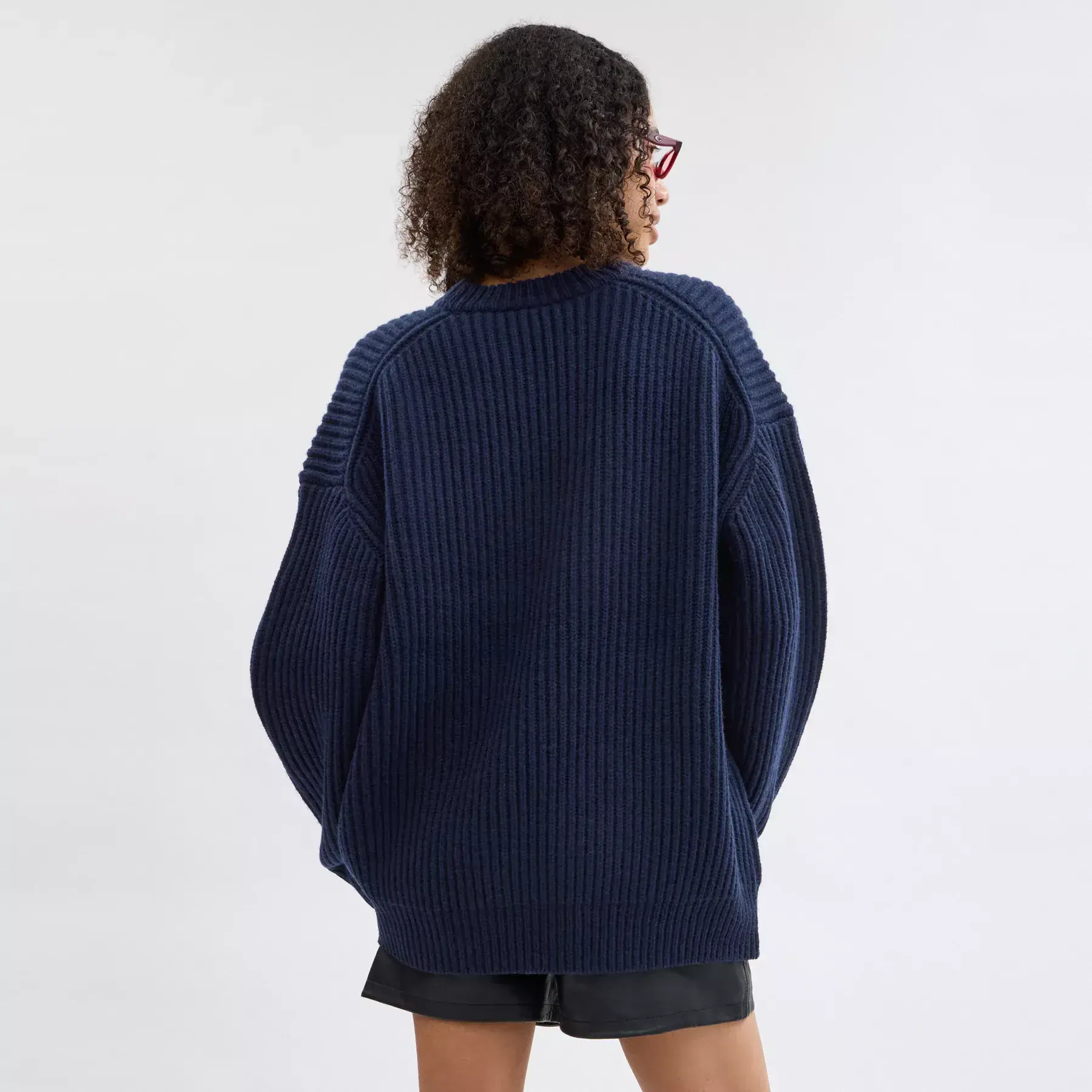 Chunky Graphic Sweater In Recycled Wool Navy Blue Chunky Graphic Sweater In Recycled Wool Navy Blue