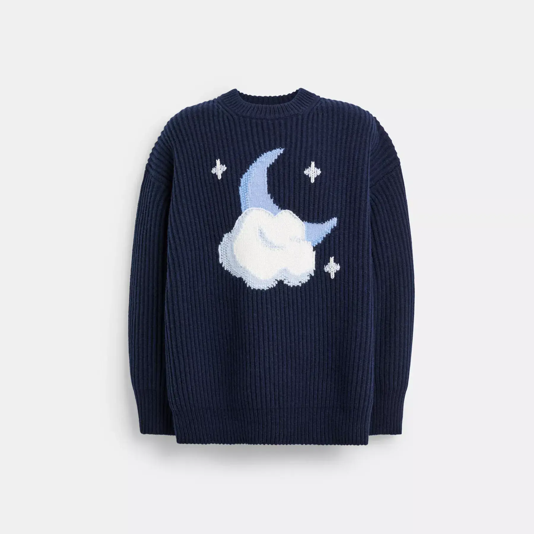 Chunky Graphic Sweater In Recycled Wool Navy Blue