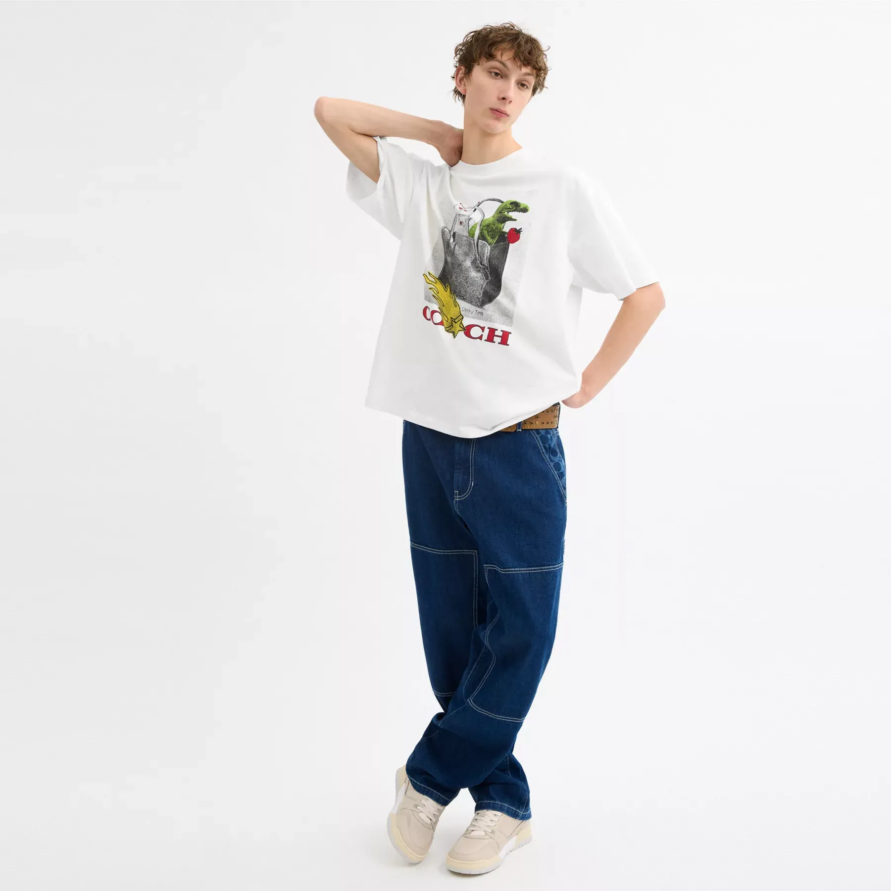 Collage Relaxed T-Shirt In Organic Cotton White