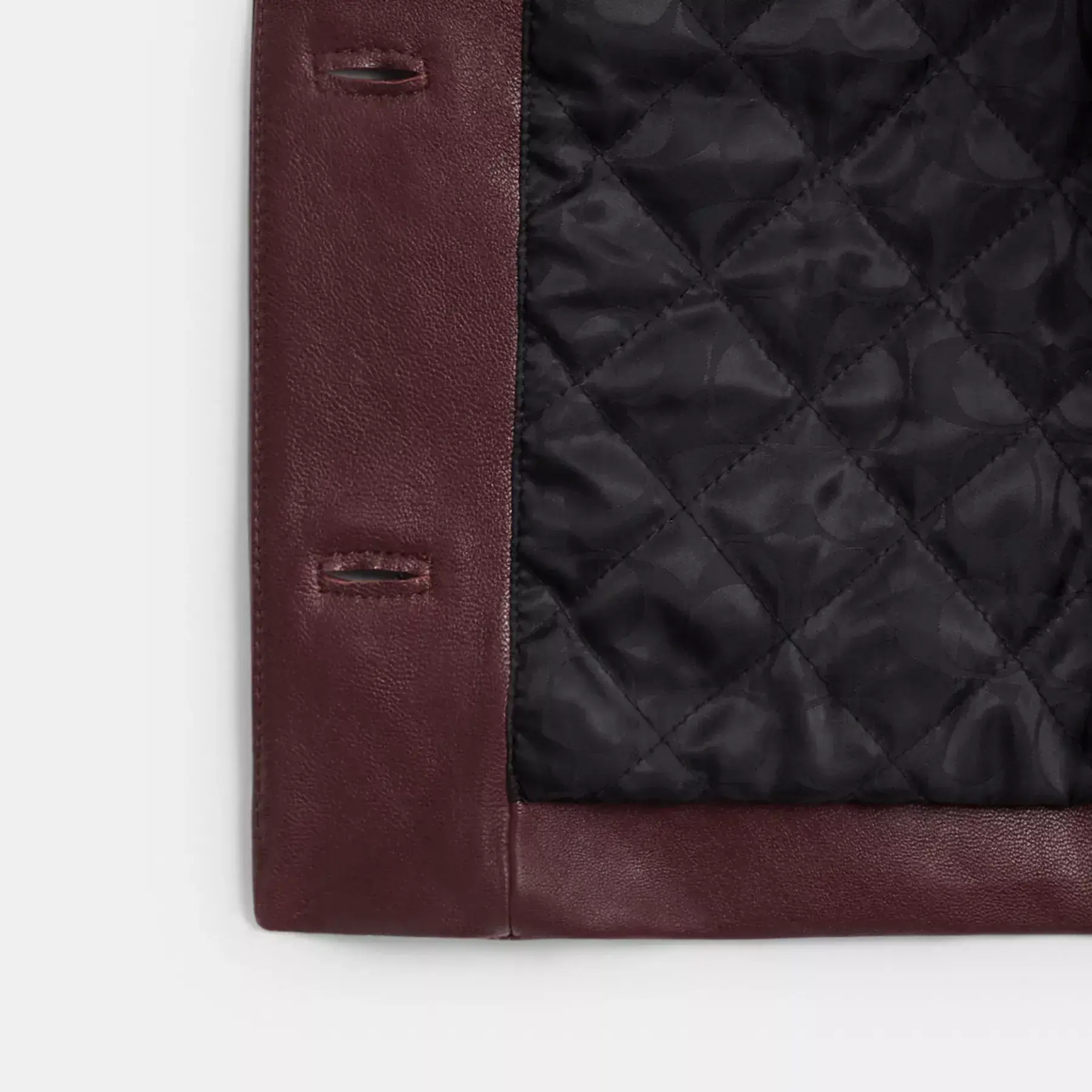 Collarless Leather Jacket Burgundy Collarless Leather Jacket Burgundy