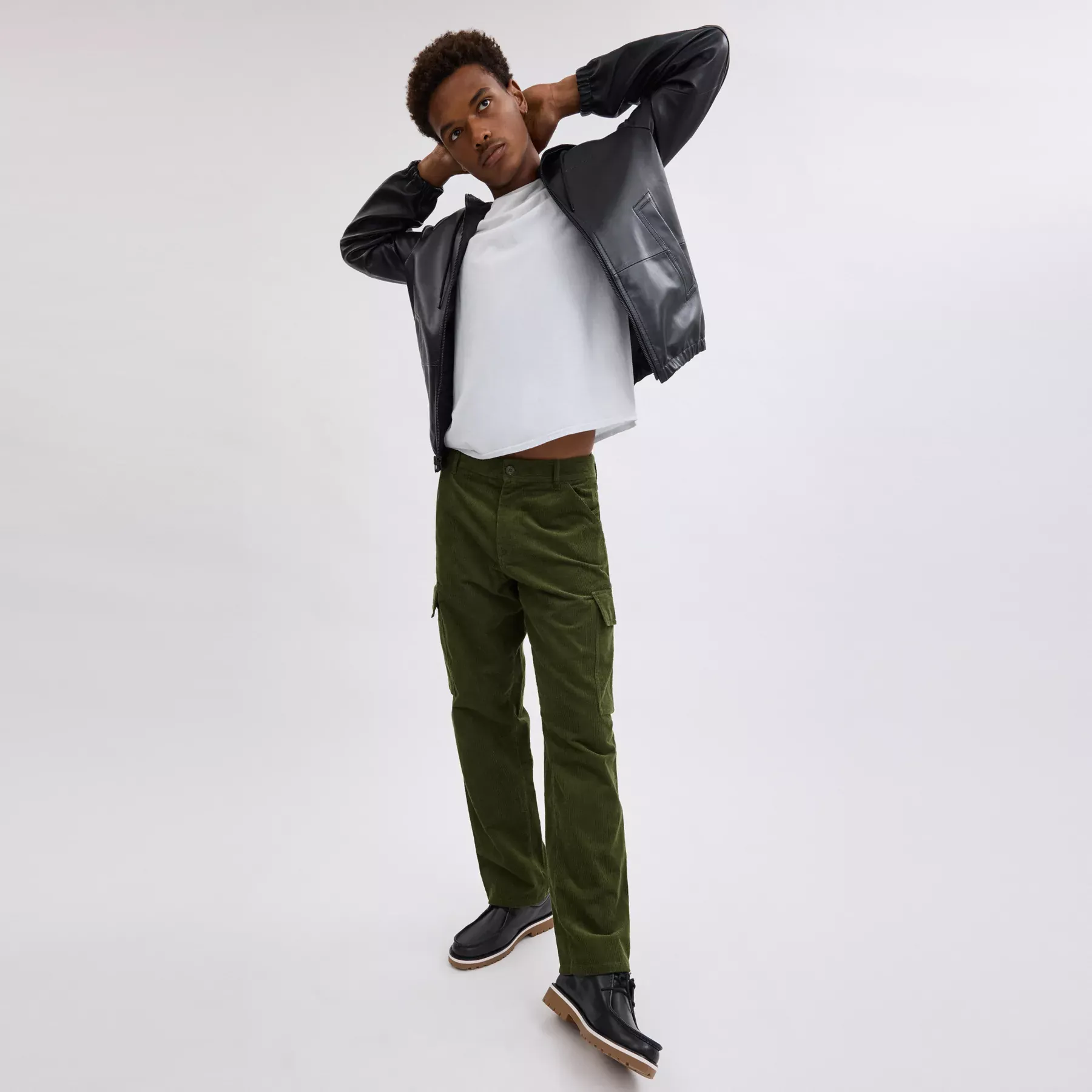 Corduroy Cargo Pants Olive Green