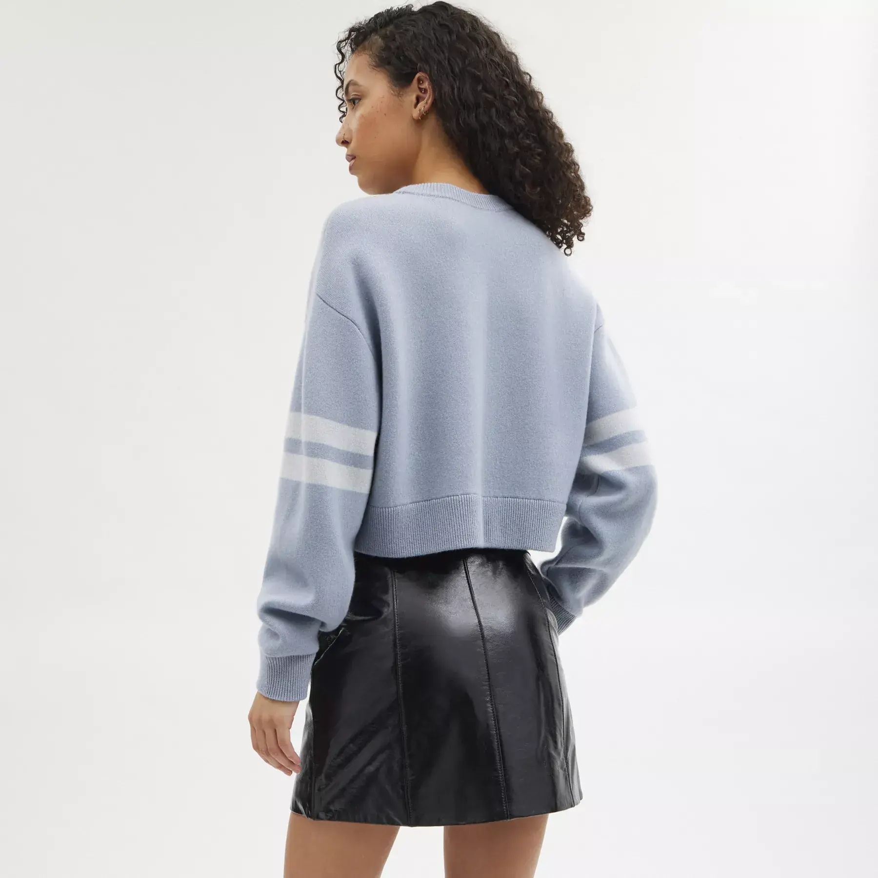 Cropped Coach Sweater Blue Cropped Coach Sweater Blue