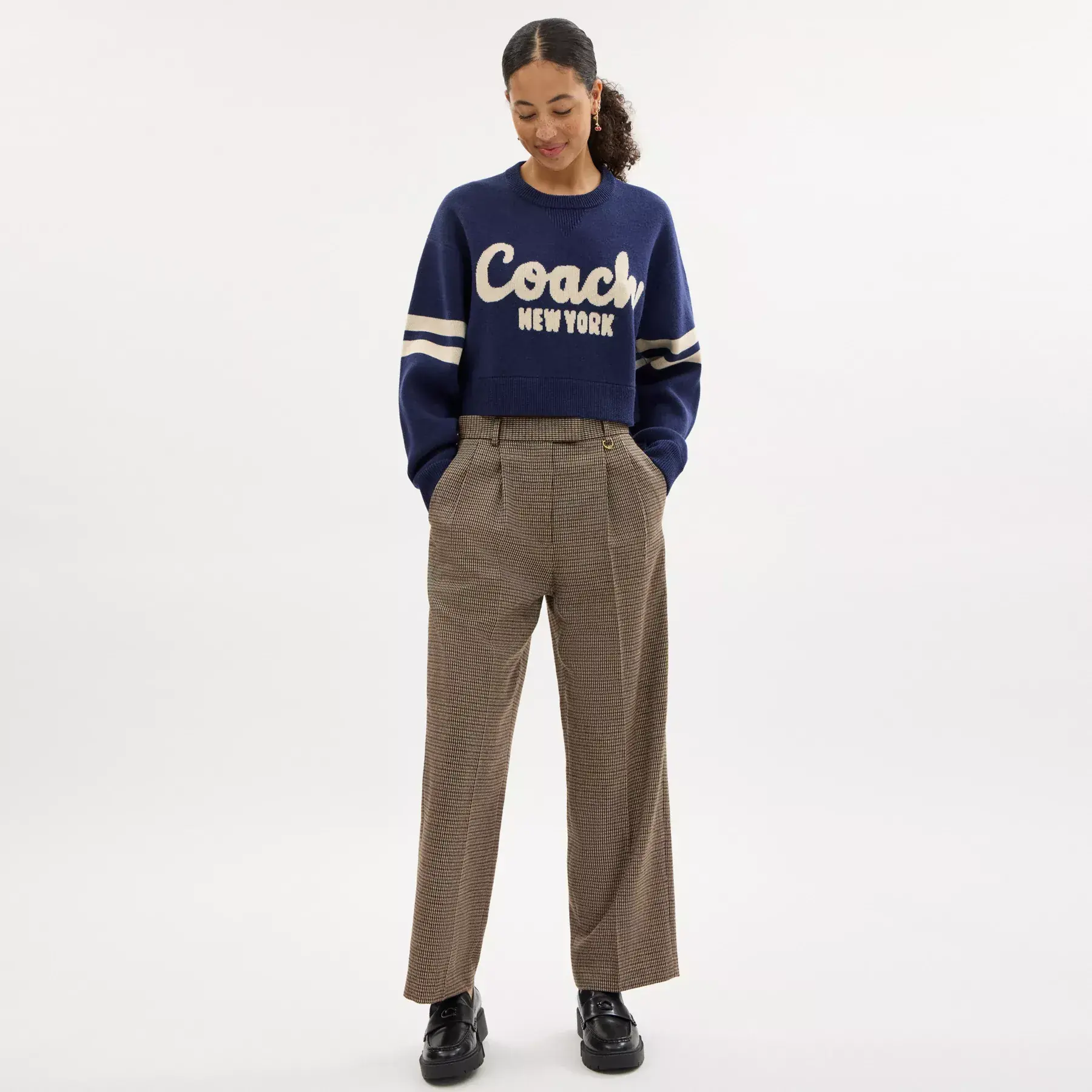 Cropped Coach Sweater Navy