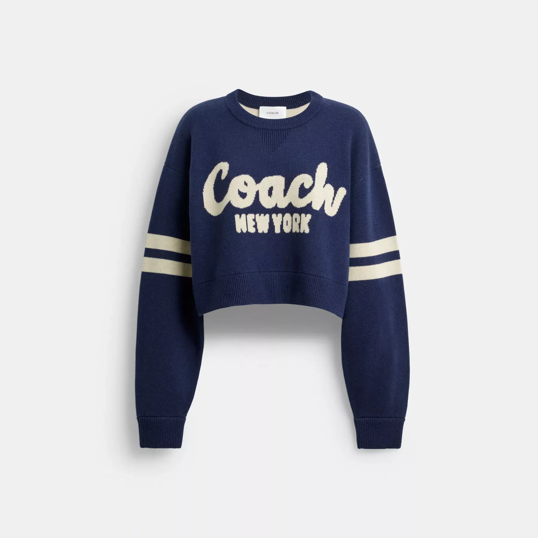 Cropped Coach Sweater Navy