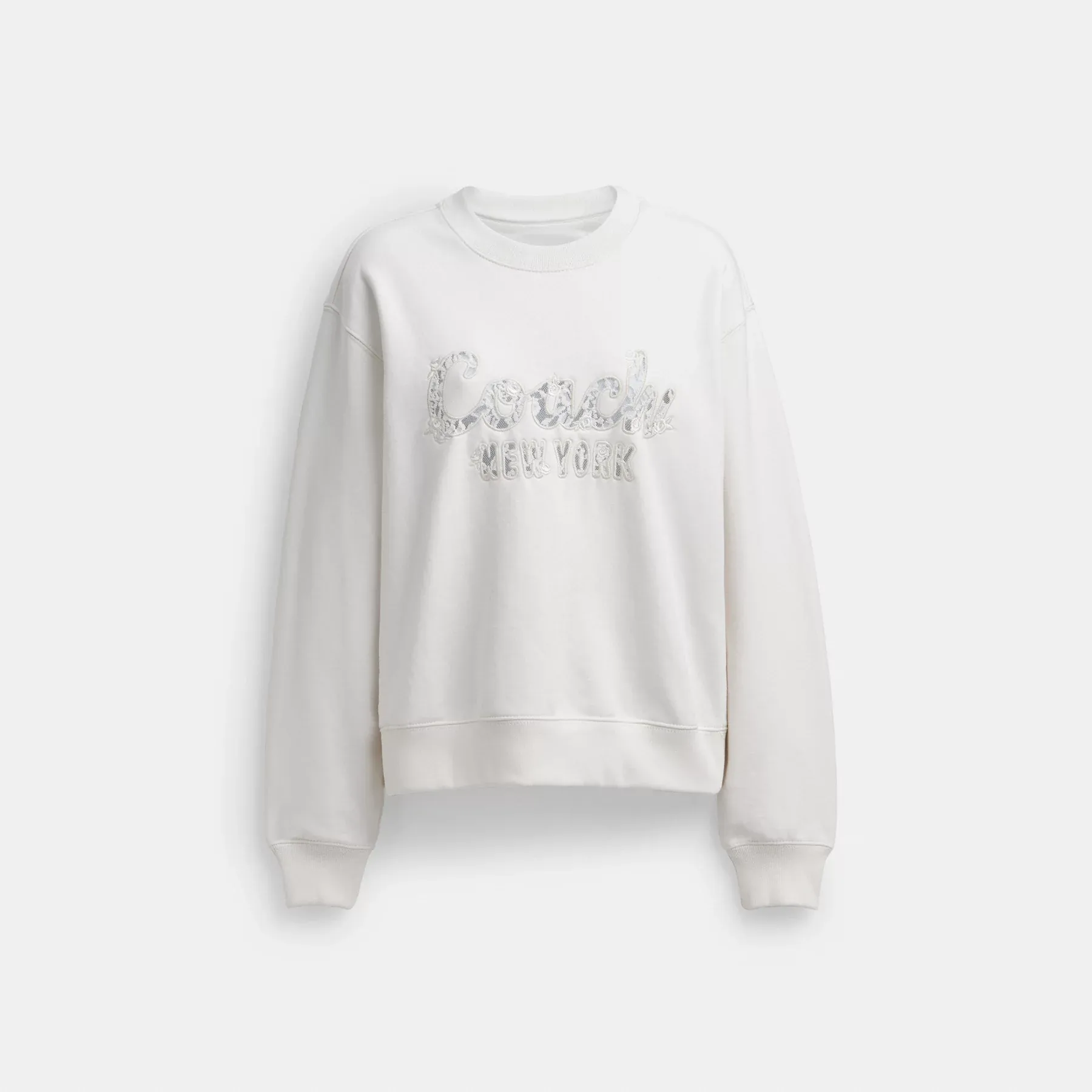 Cursive Coach Embroidered Sweatshirt White