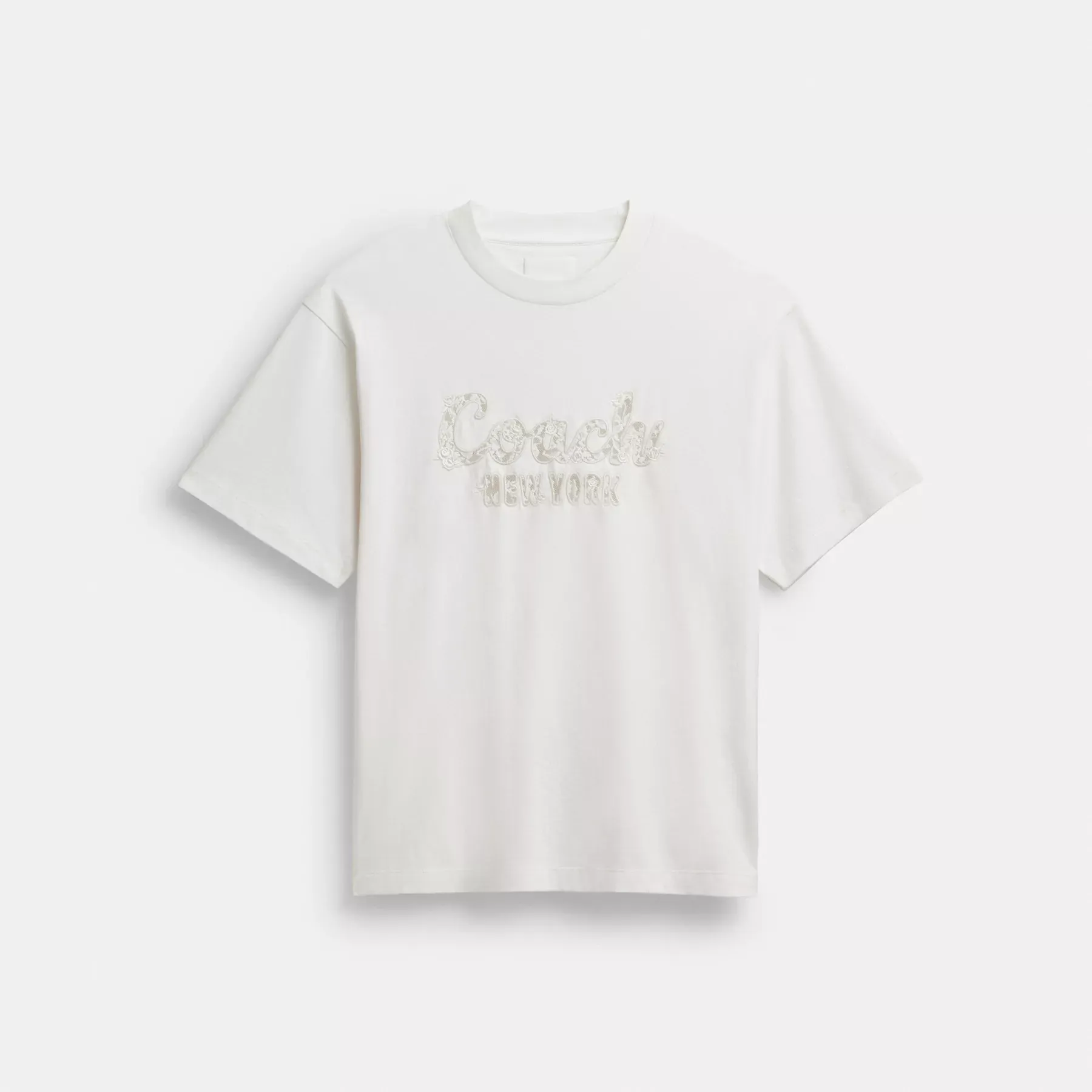 Cursive Coach Embroidered T-Shirt In Organic Cotton White