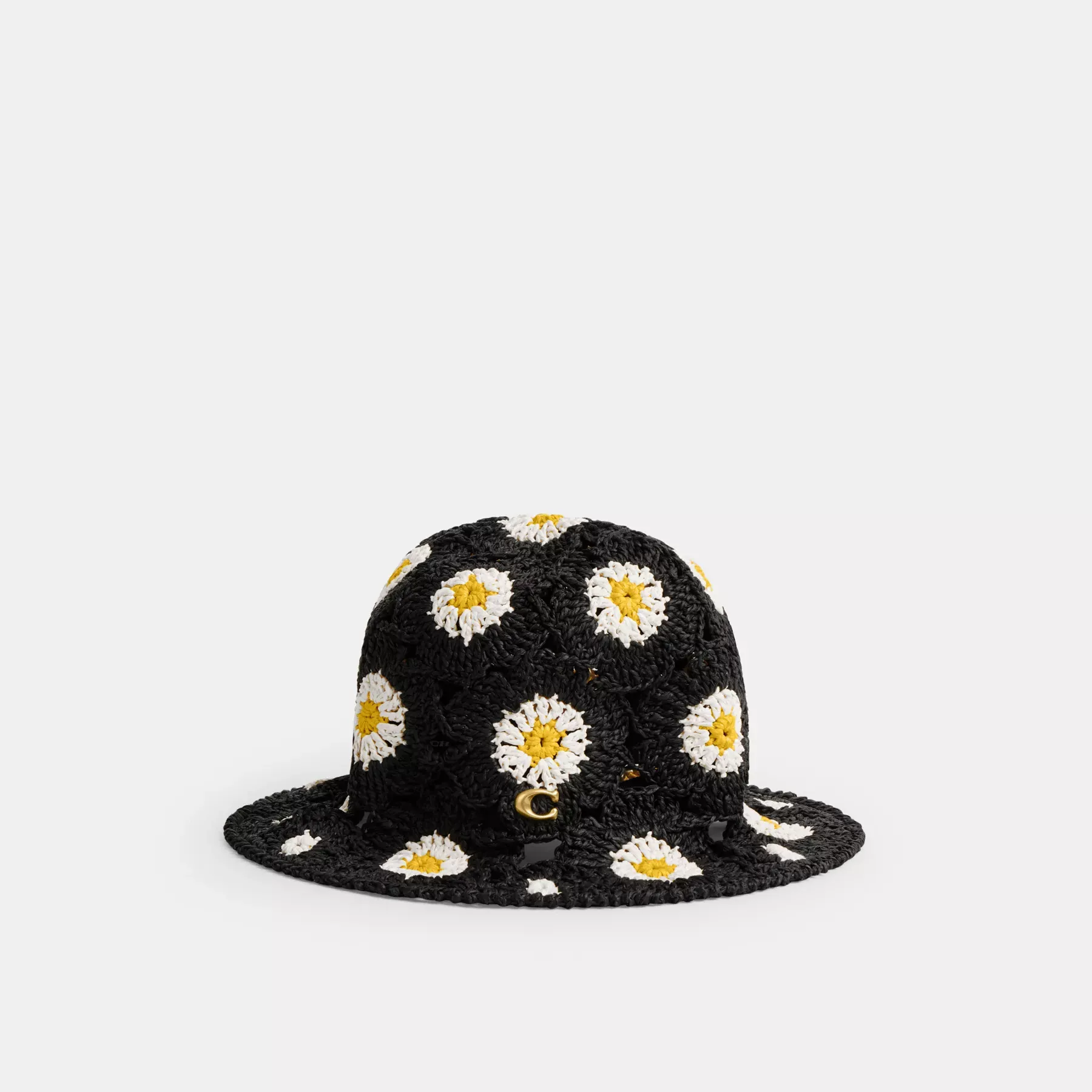 Daisy Crochet Bucket Hat Black/Chalk