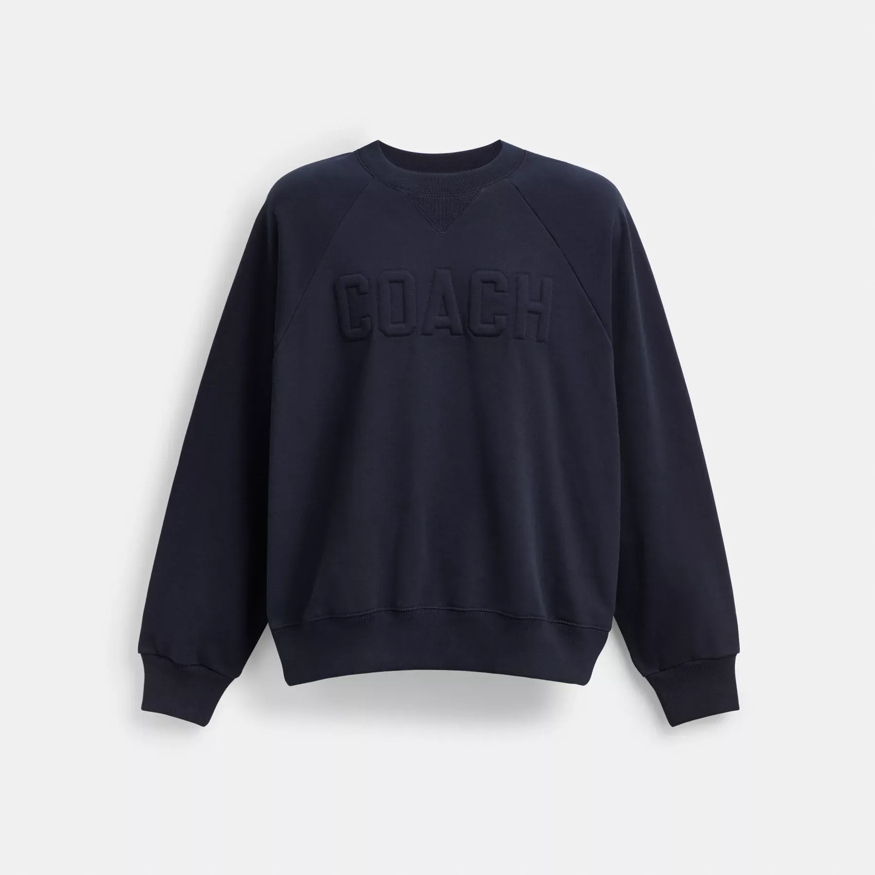 Debossed Raglan Crewneck Sweatshirt Navy Blue