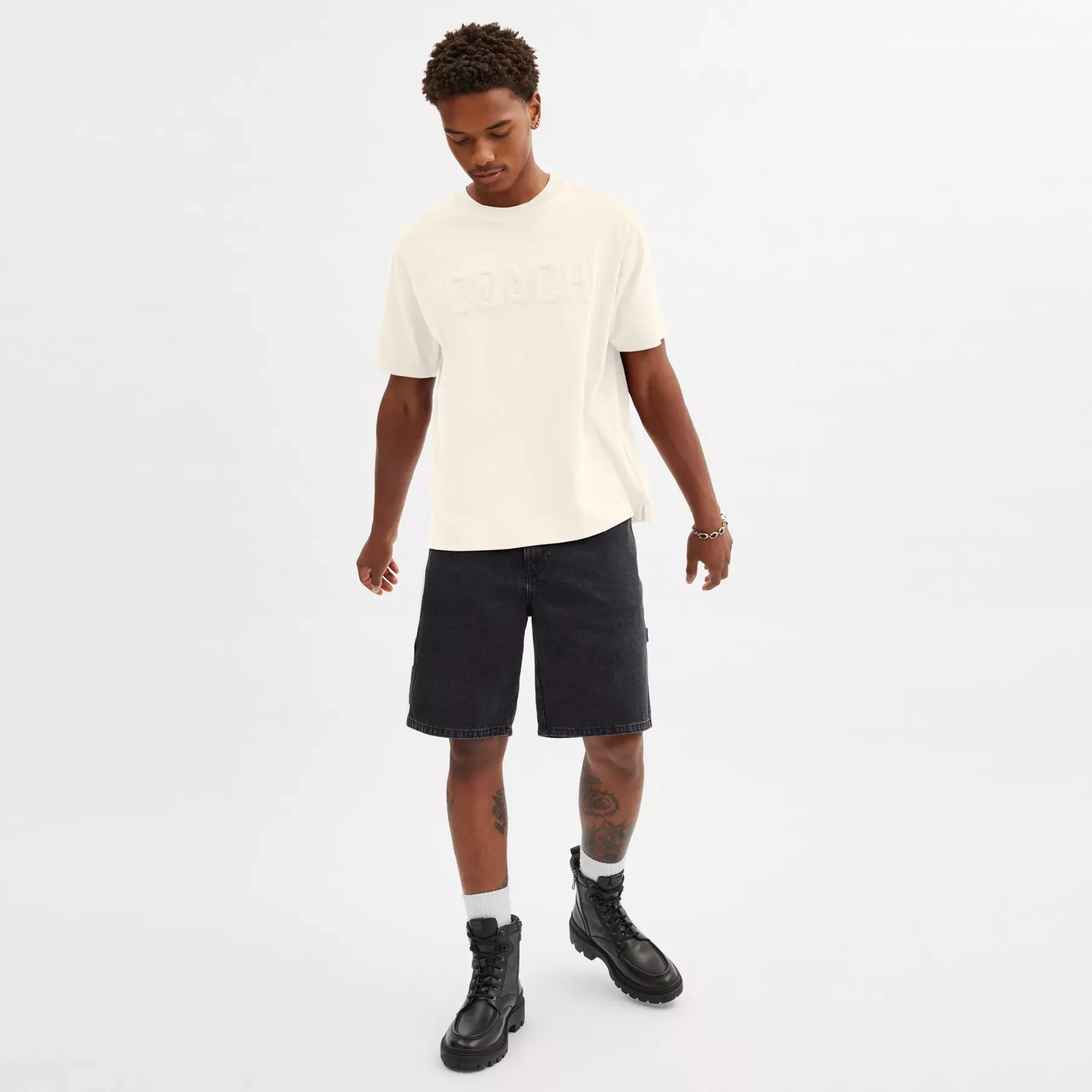 Debossed T-Shirt In Organic Cotton Cream