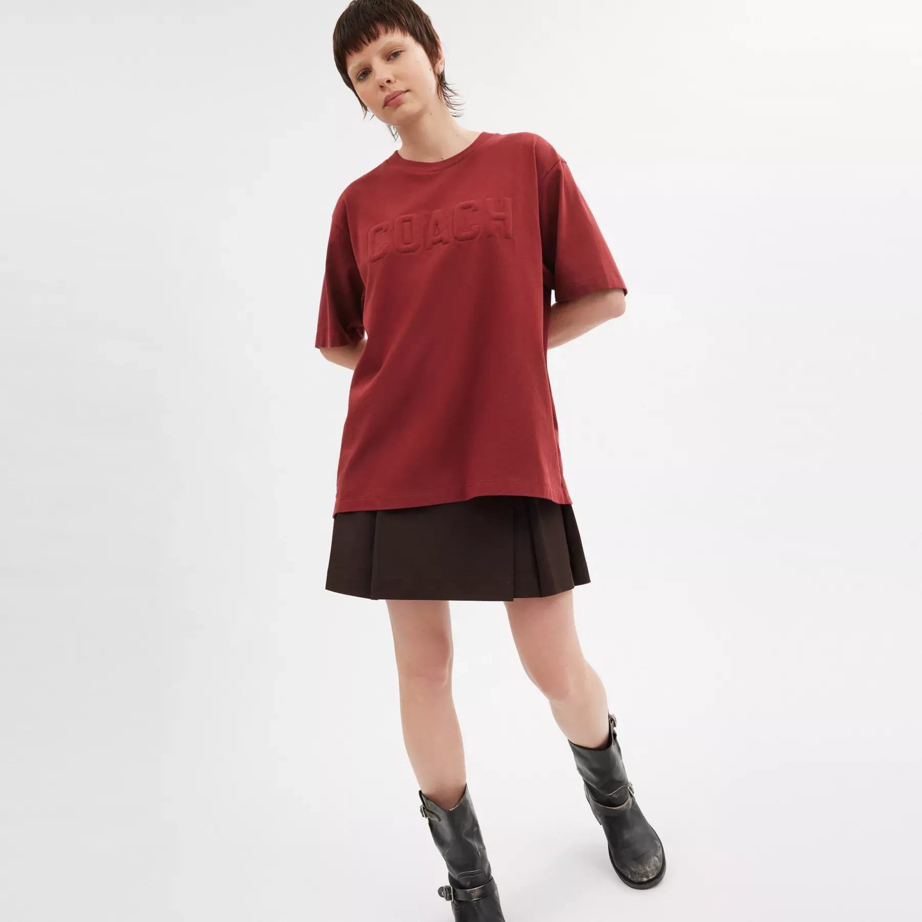 Debossed T-Shirt In Organic Cotton Merlot Debossed T-Shirt In Organic Cotton Merlot