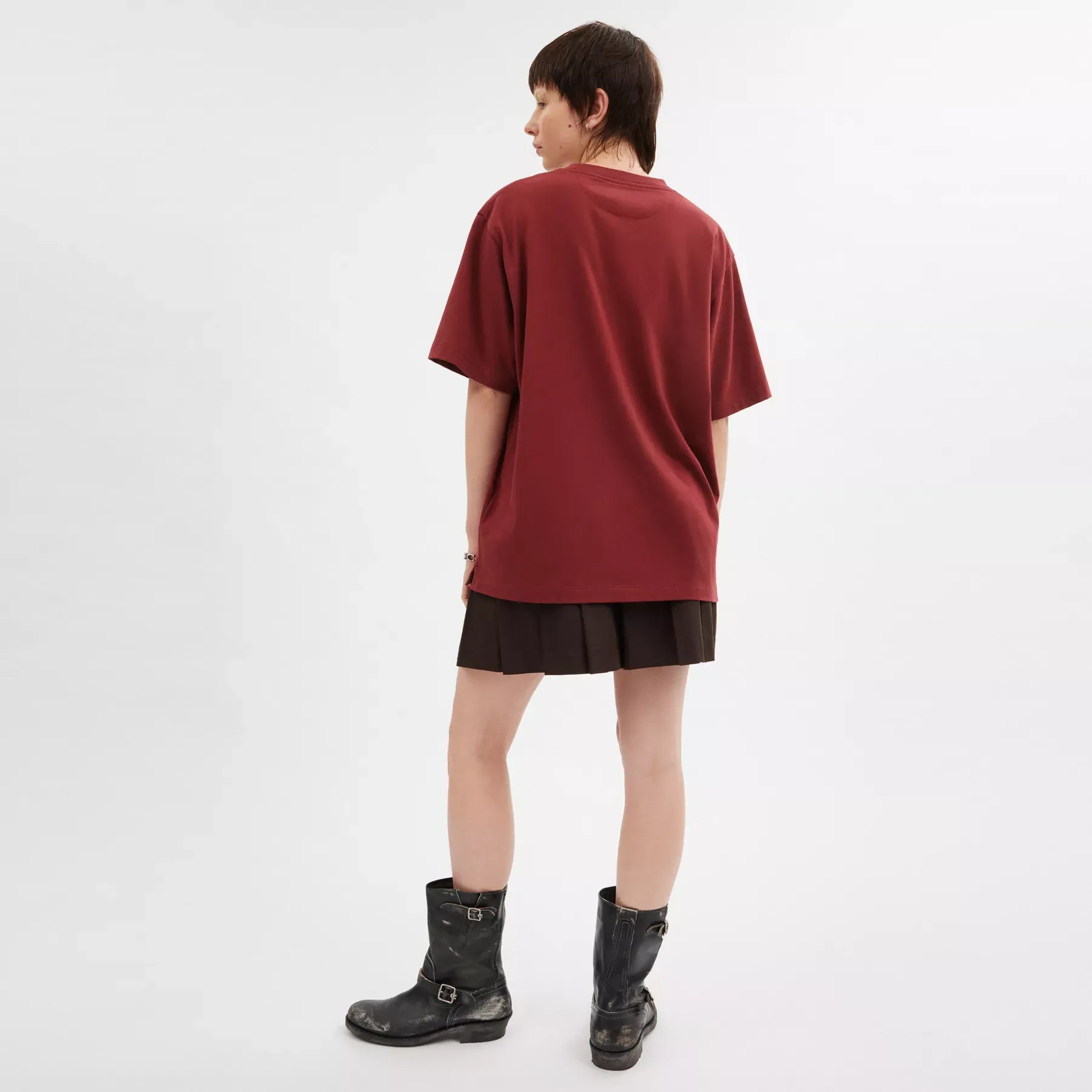 Debossed T-Shirt In Organic Cotton Merlot Debossed T-Shirt In Organic Cotton Merlot