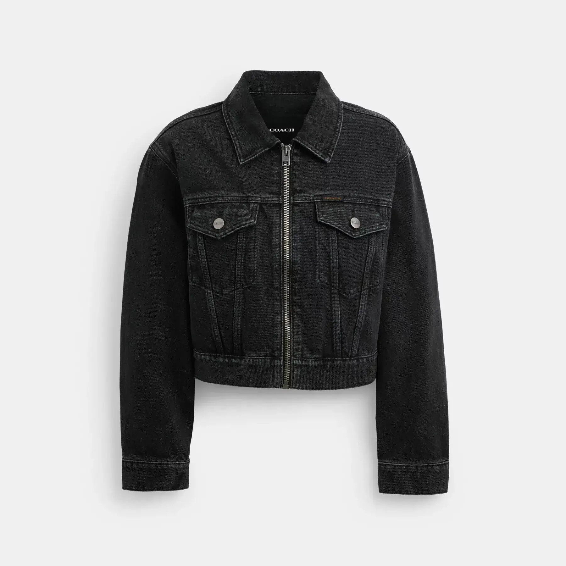 Denim Crop Jacket In Organic Cotton Black