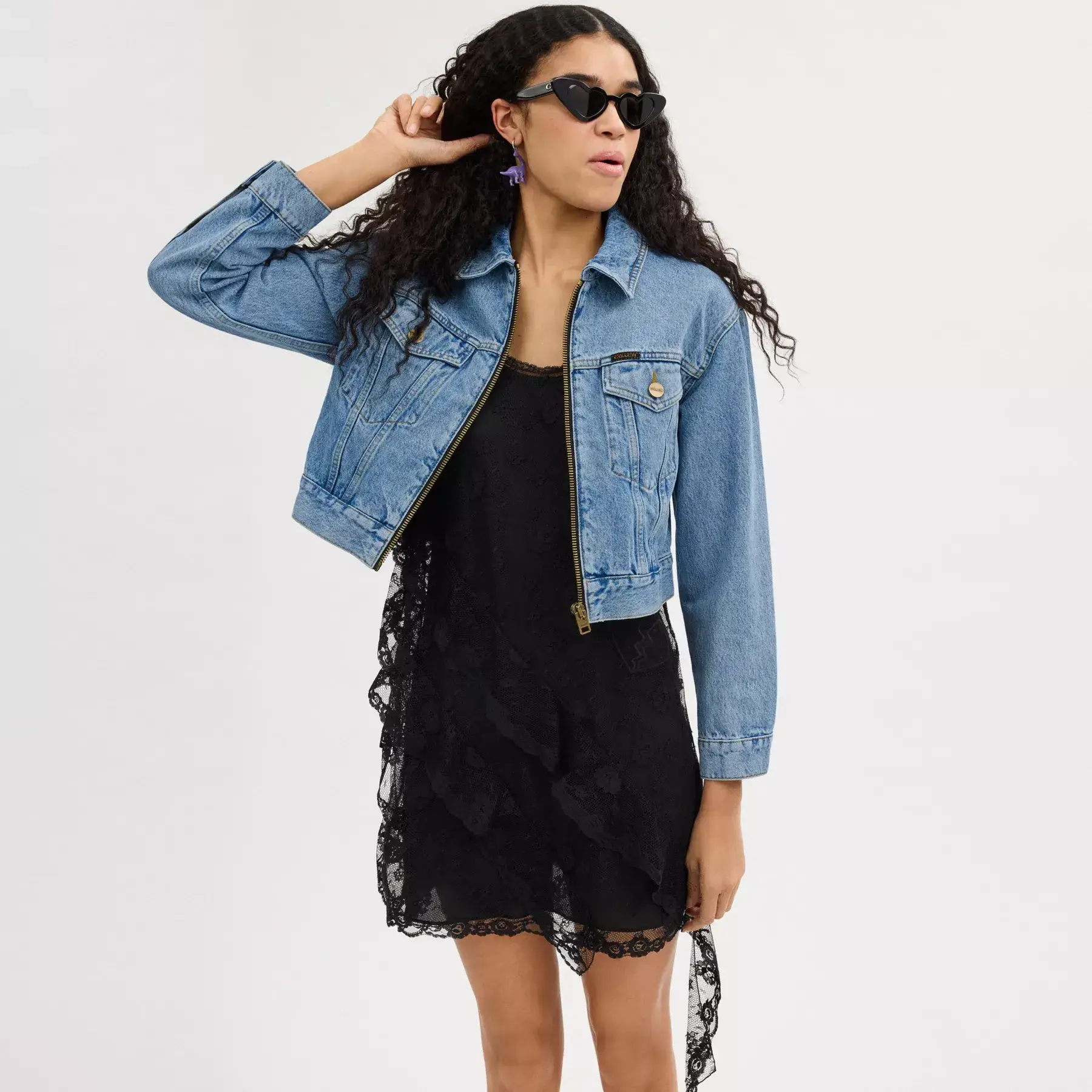 Denim Crop Jacket In Organic Cotton Blue