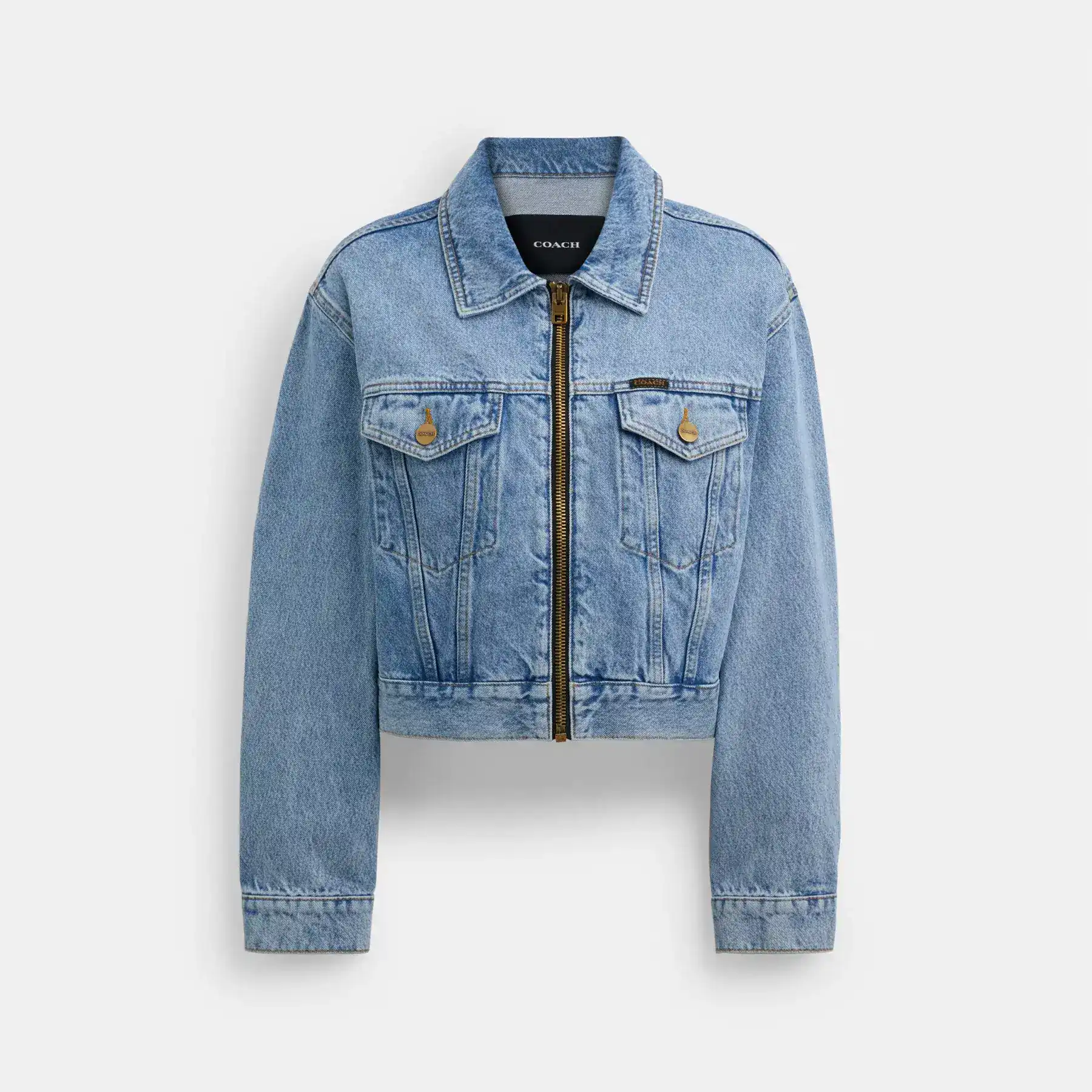 Denim Crop Jacket In Organic Cotton Blue