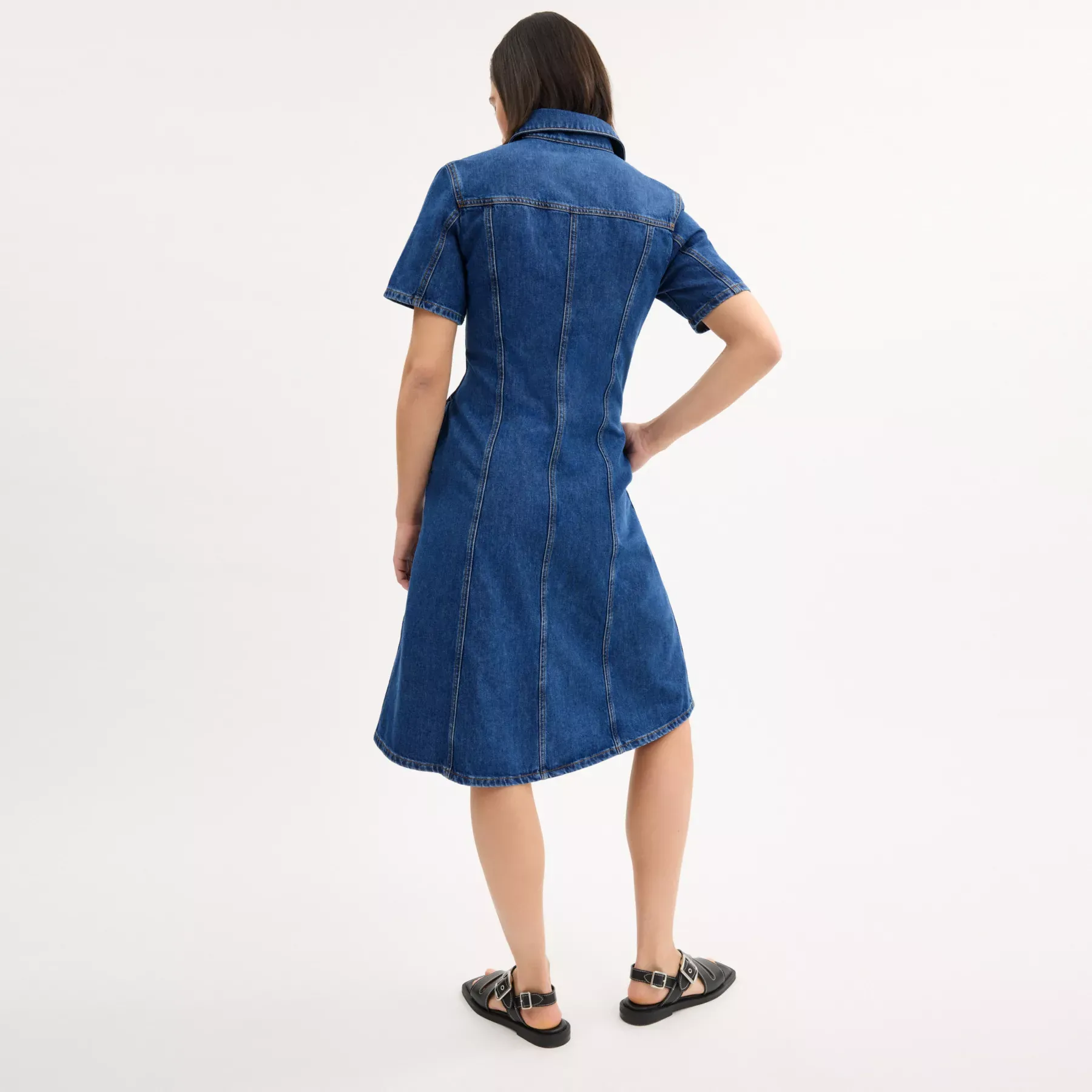 Denim Midi Dress Medium Blue Denim Midi Dress Medium Blue