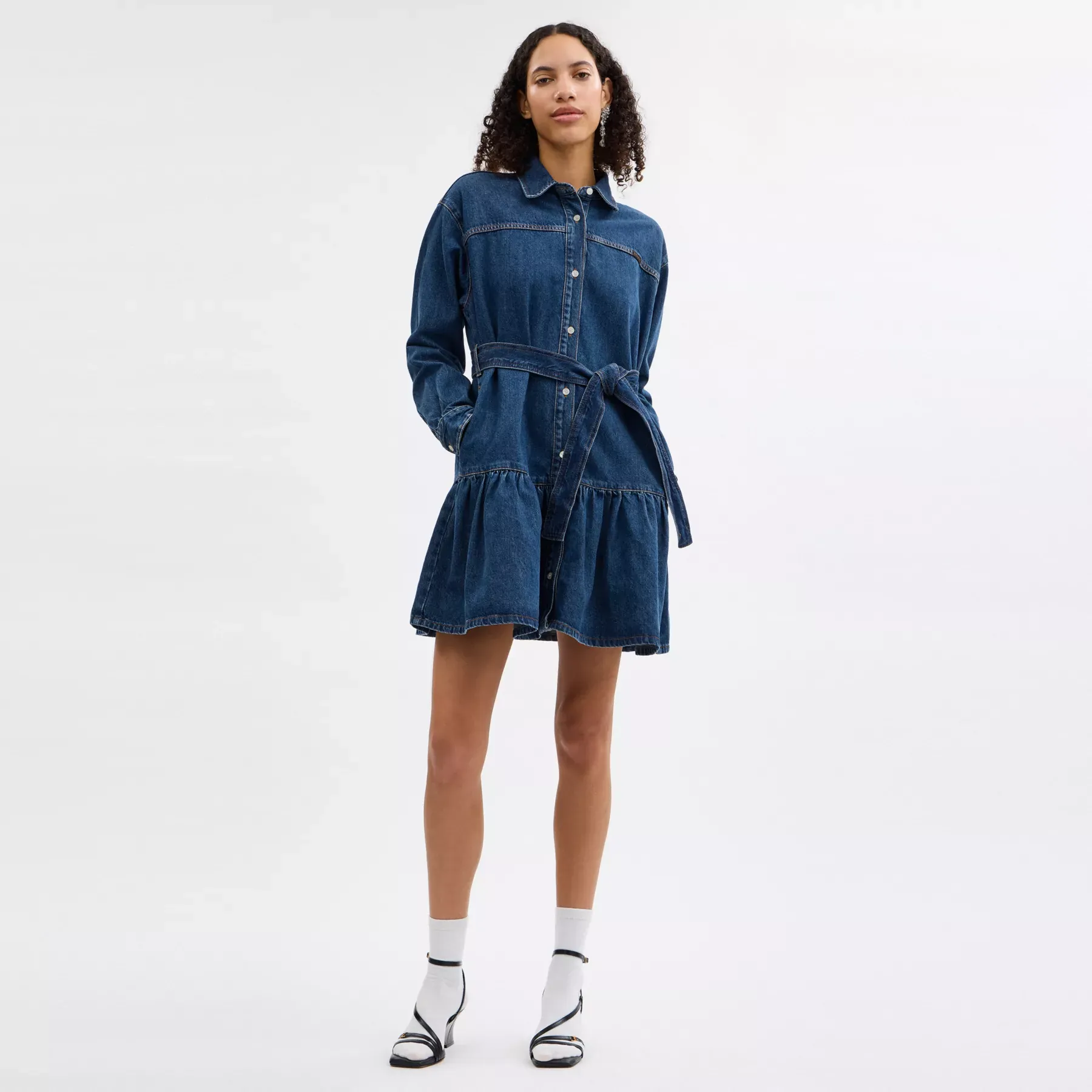 Denim Shirt Dress Dark Blue