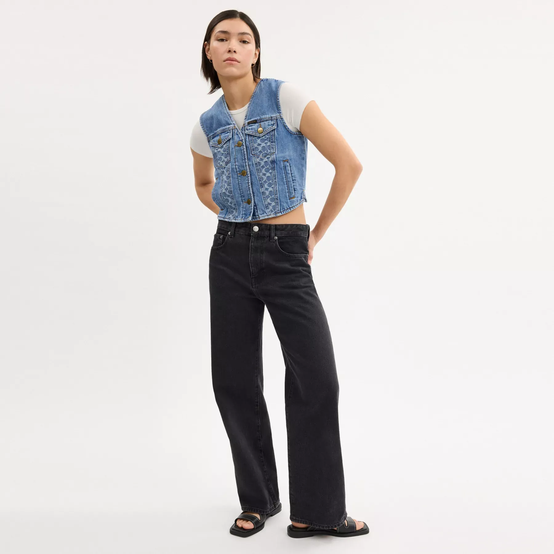 Denim Vest In Organic Cotton Blue