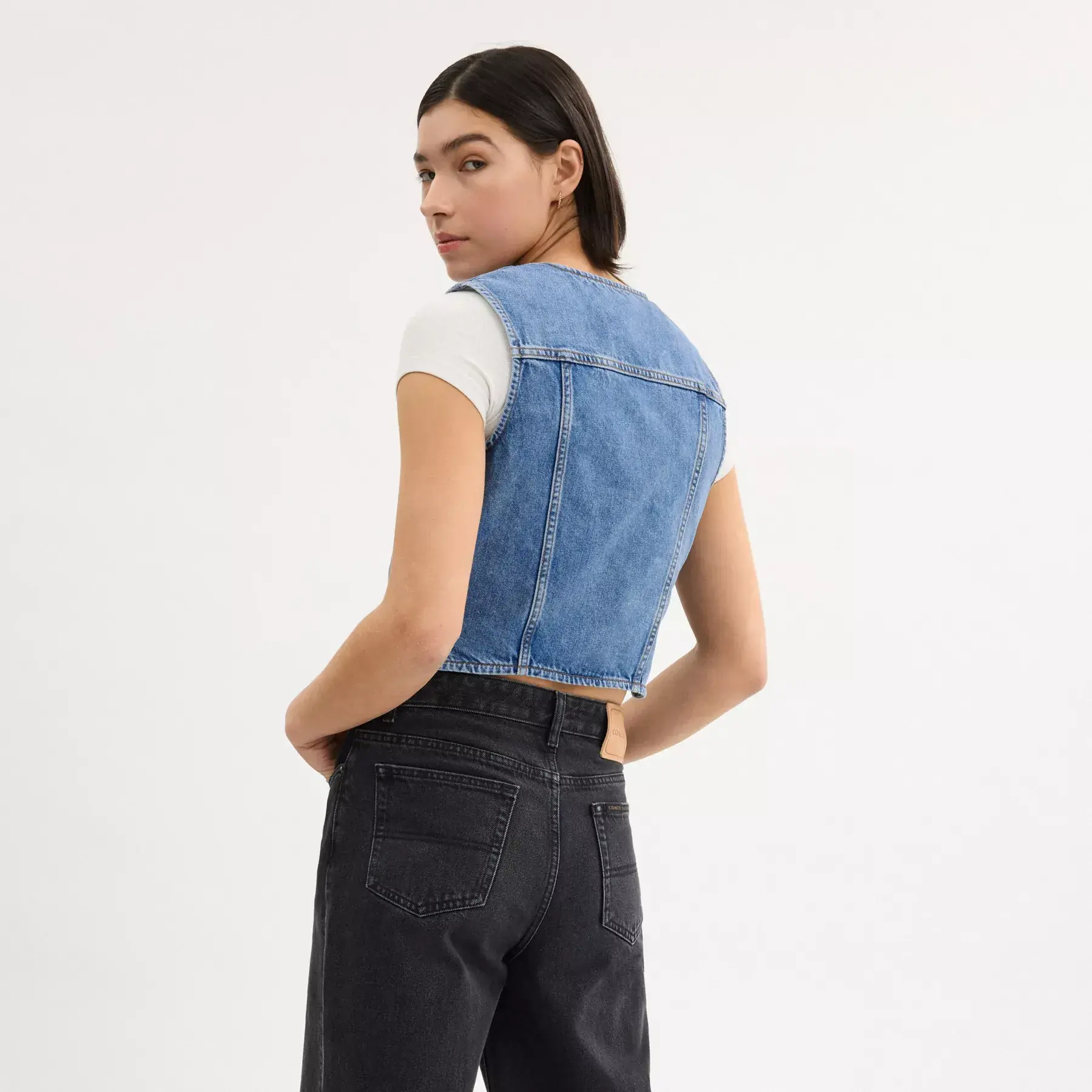 Denim Vest In Organic Cotton Blue Denim Vest In Organic Cotton Blue