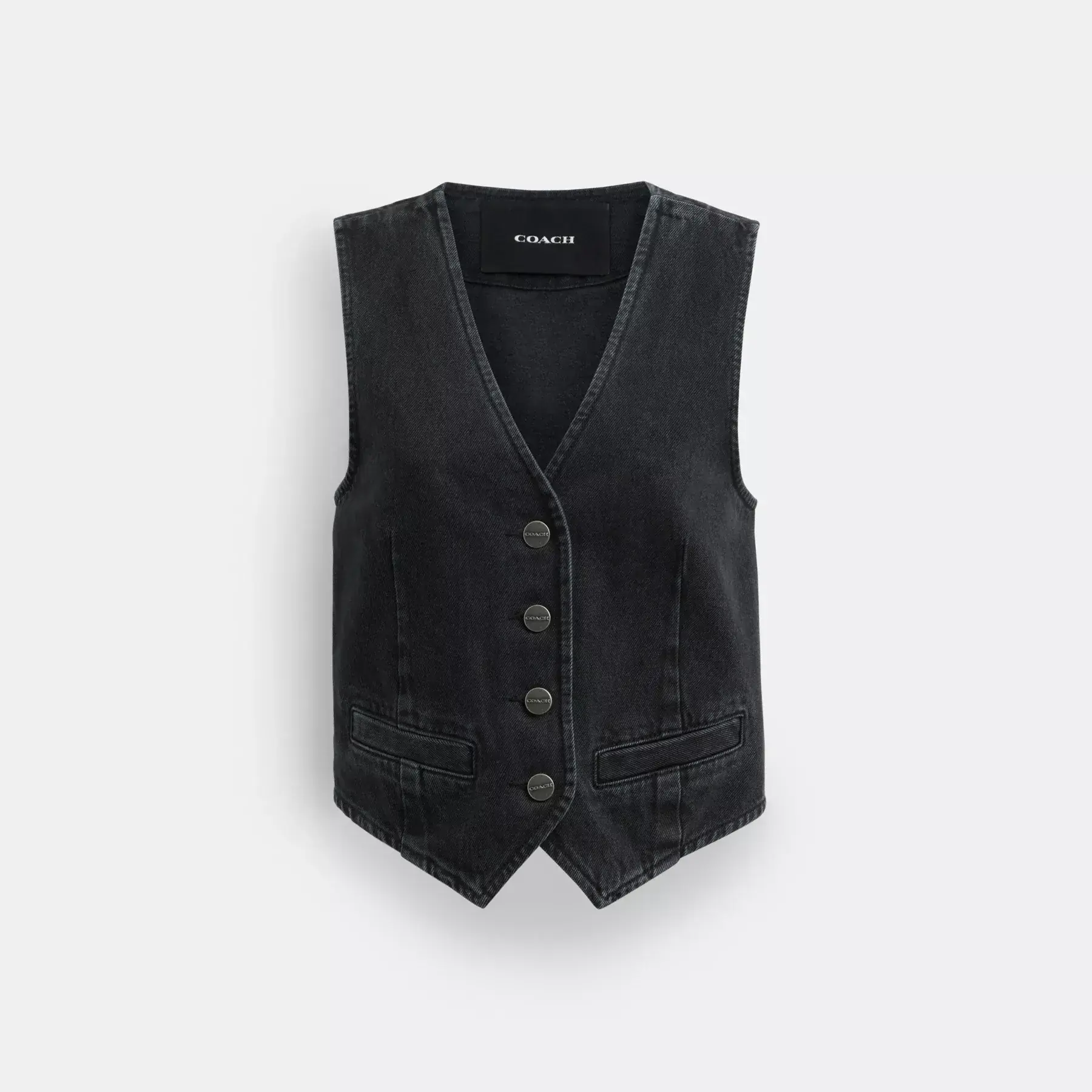 Denim Vest In Organic Cotton Black