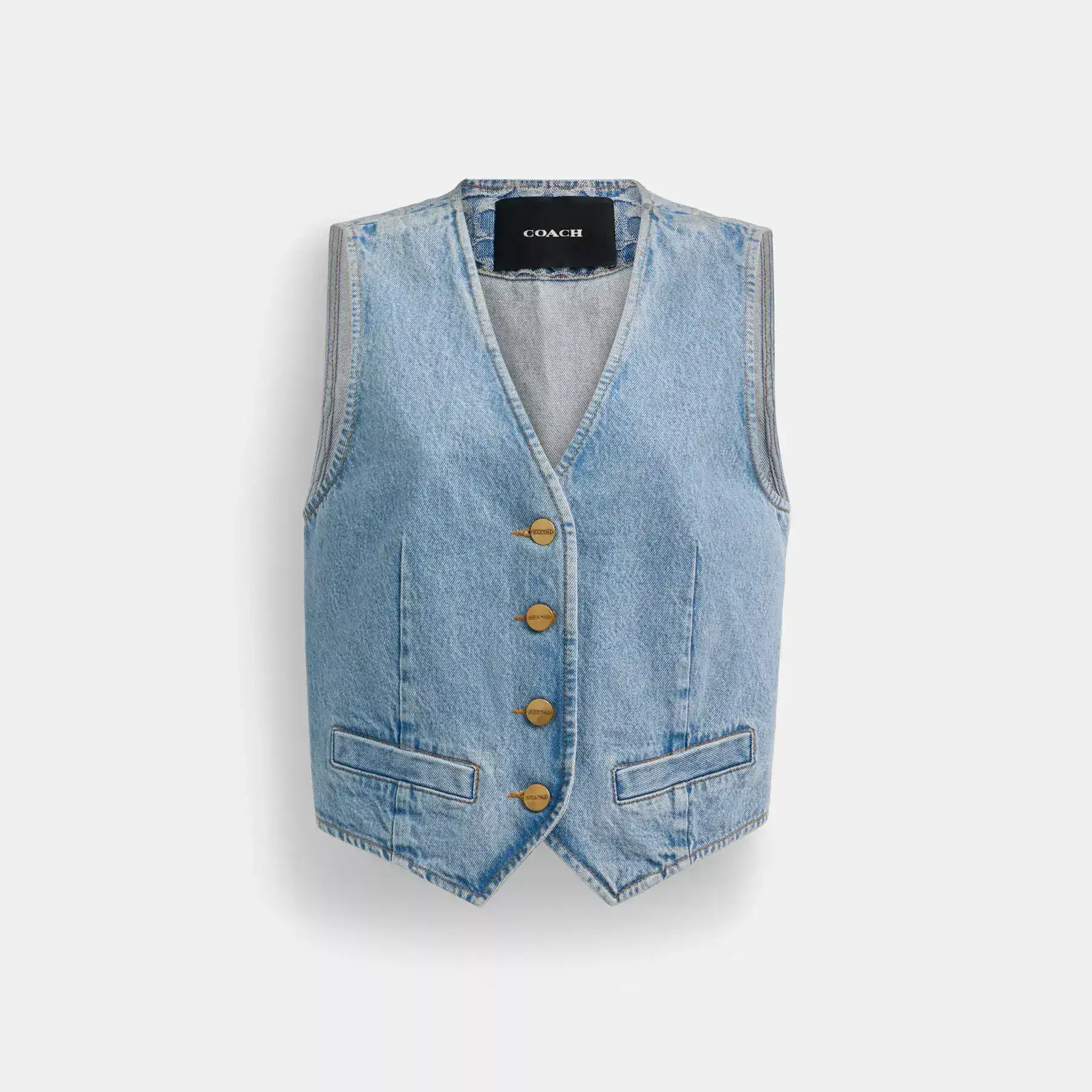 Denim Vest In Organic Cotton Blue