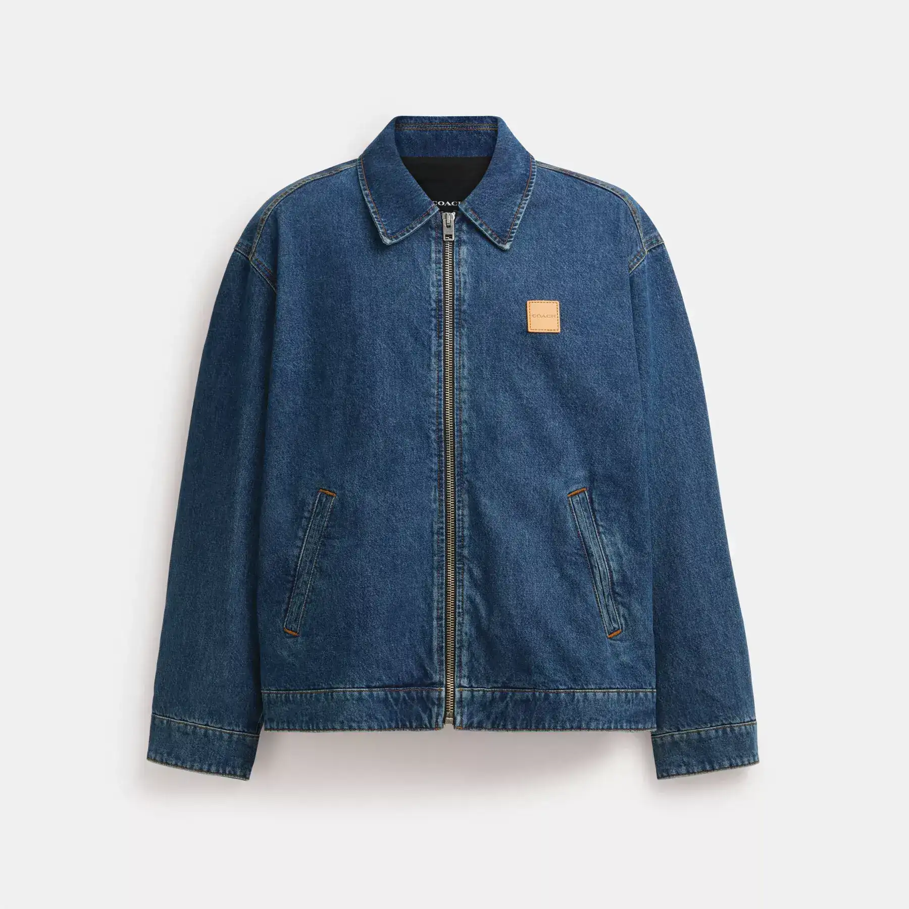 Denim Zip Front Jacket Dark Wash