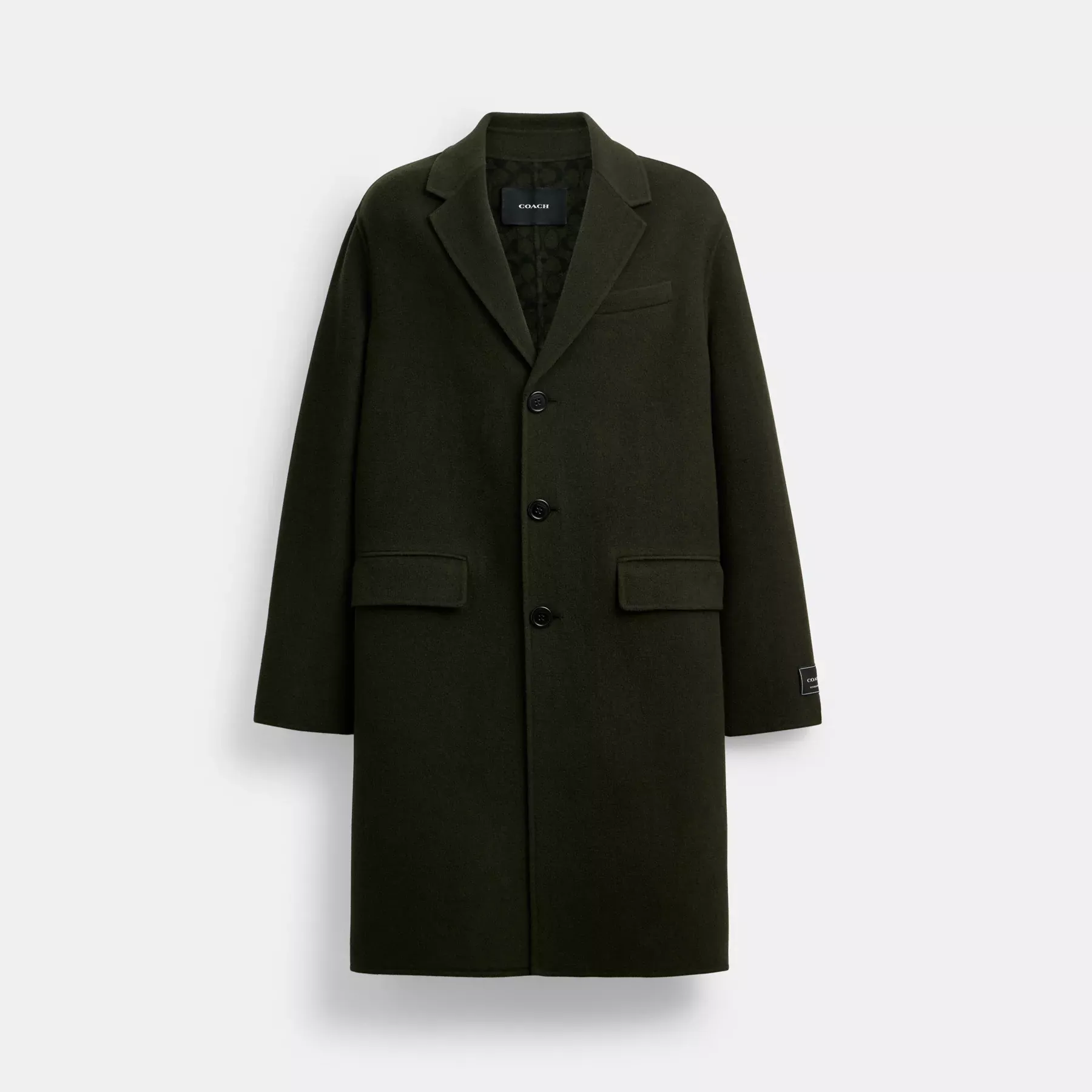 Double Faced Wool Coat Dark Green