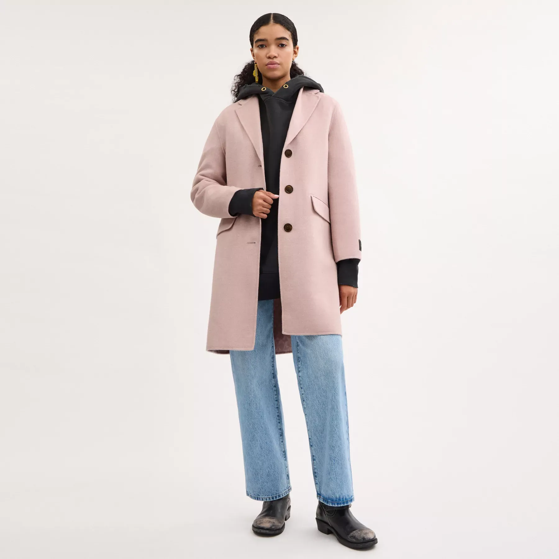 Double Faced Wool Coat Pink Double Faced Wool Coat Pink