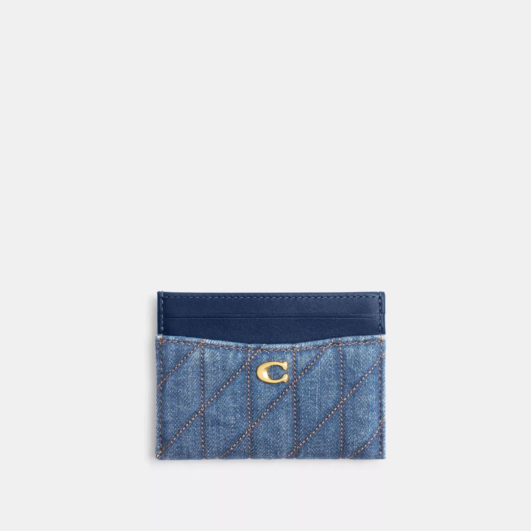 Essential Card Case With Quilting Deep Blue